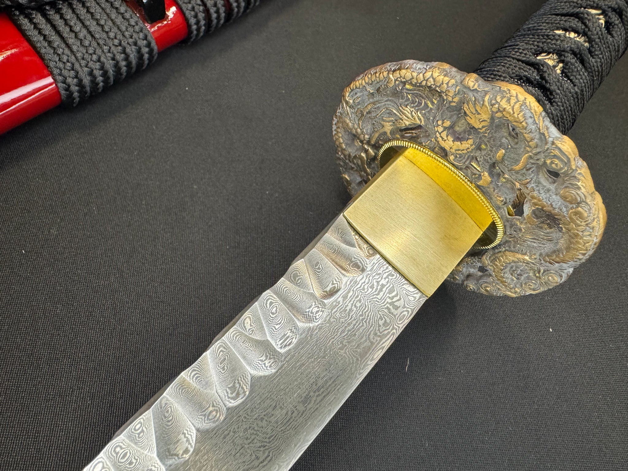 Phoenix Arms Katana - Scarlet Dragon Spine - Damascus Hammer Spine Limited Edition