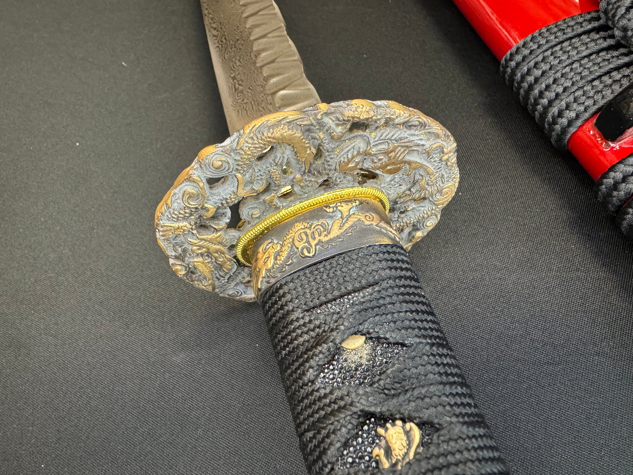 Phoenix Arms Katana - Scarlet Dragon Spine - Damascus Hammer Spine Limited Edition