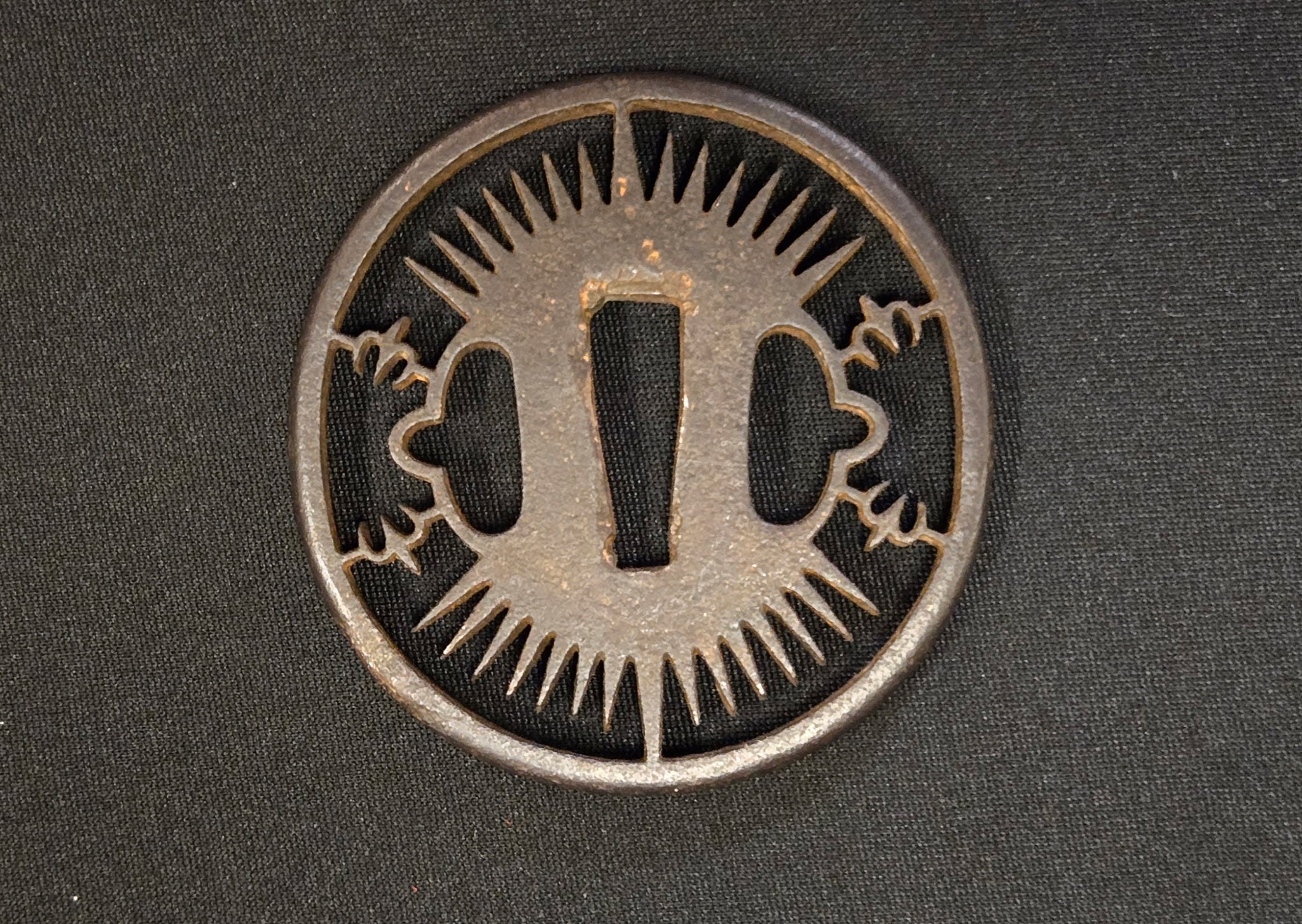 Antique Tsuba - Iron Tokei (possible Christian?)