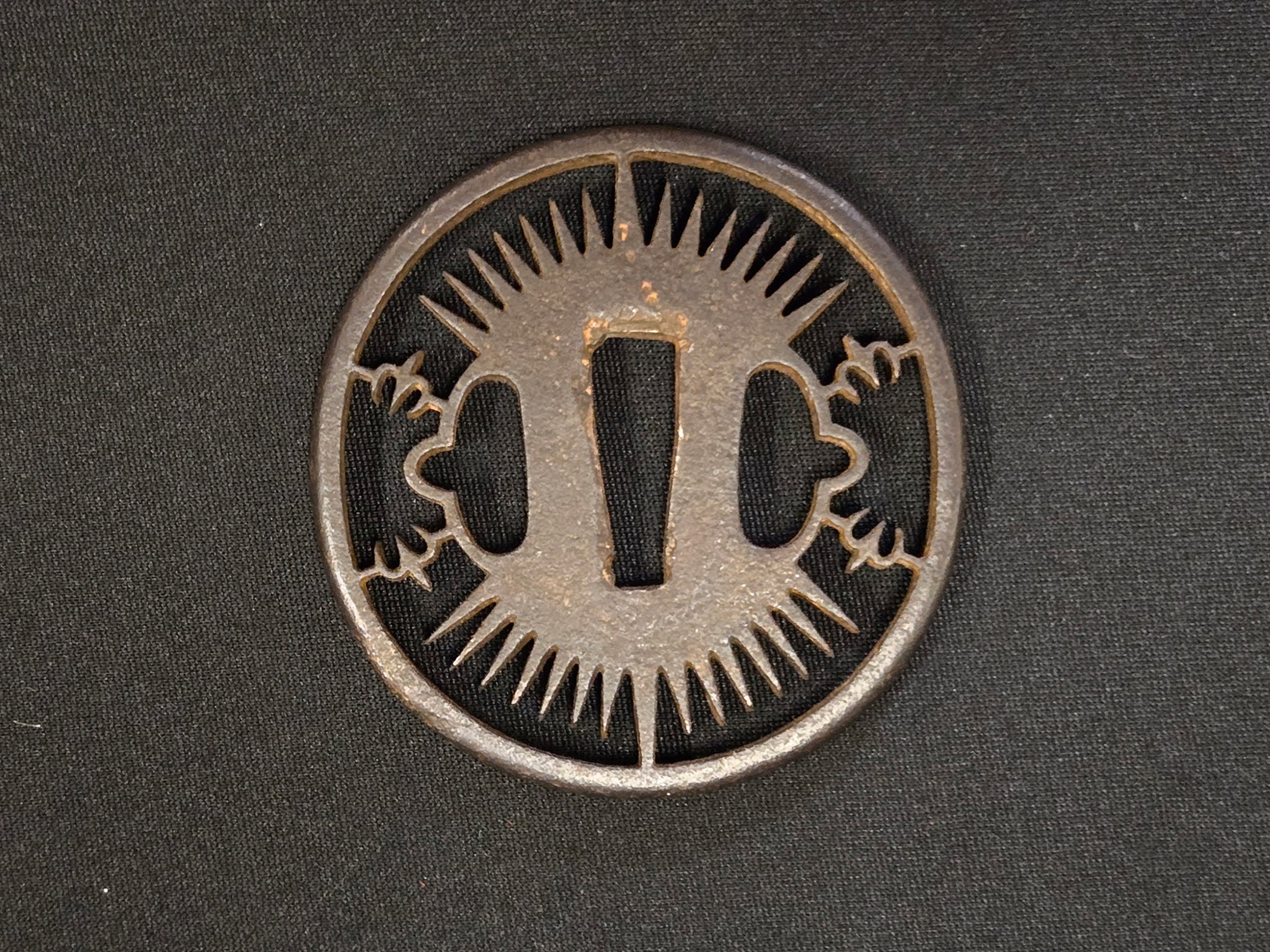 Antique Tsuba - Iron Tokei (possible Christian?)