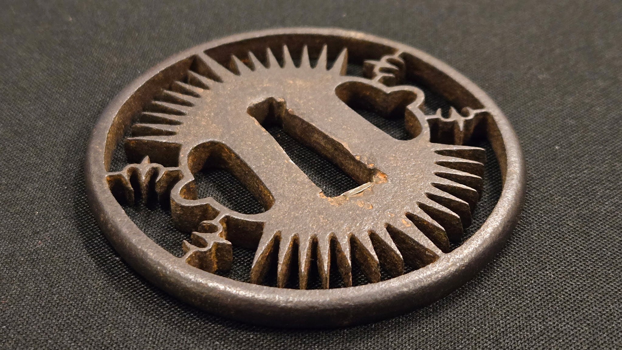 Antique Tsuba - Iron Tokei (possible Christian?)