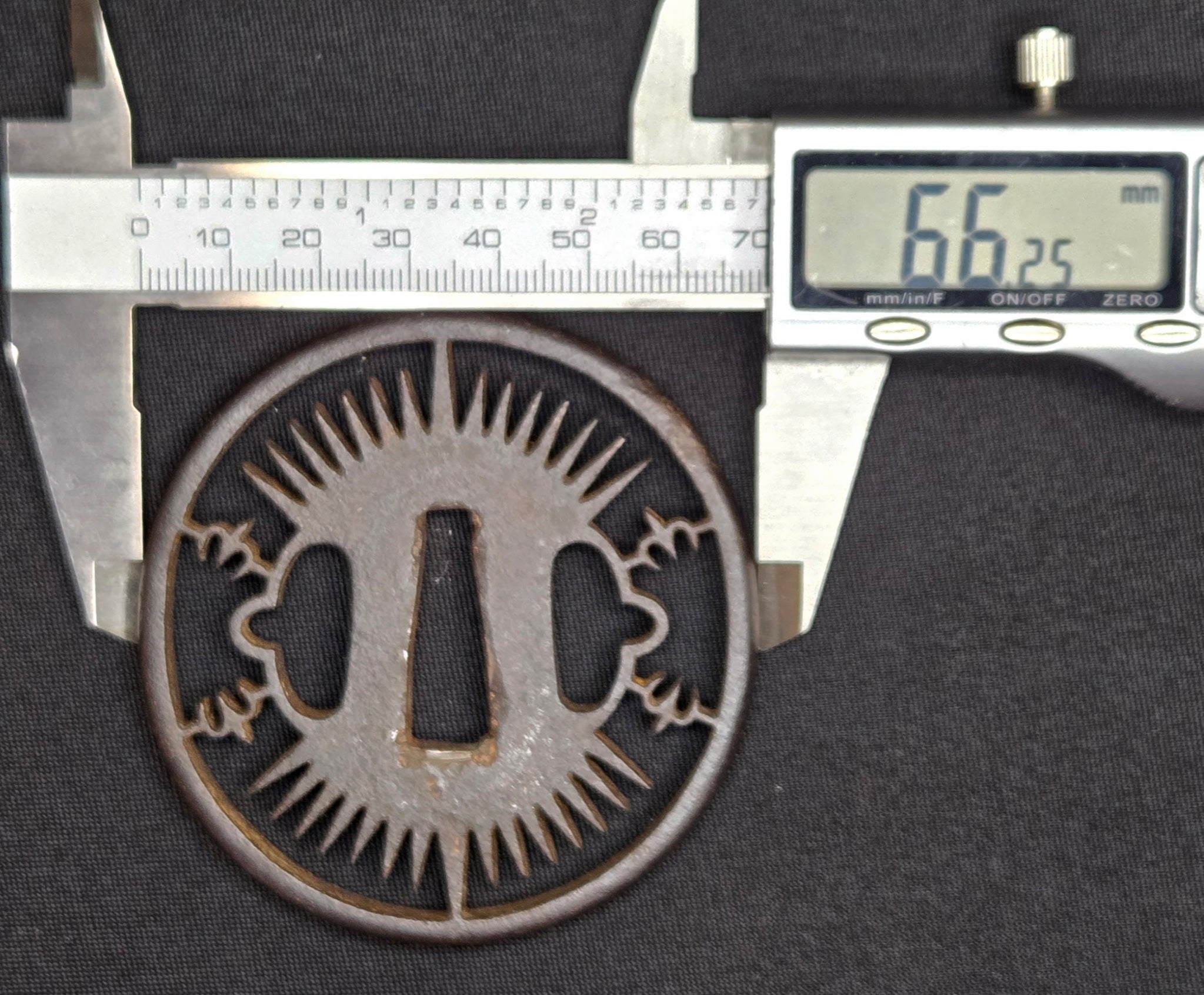 Antique Tsuba - Iron Tokei (possible Christian?)