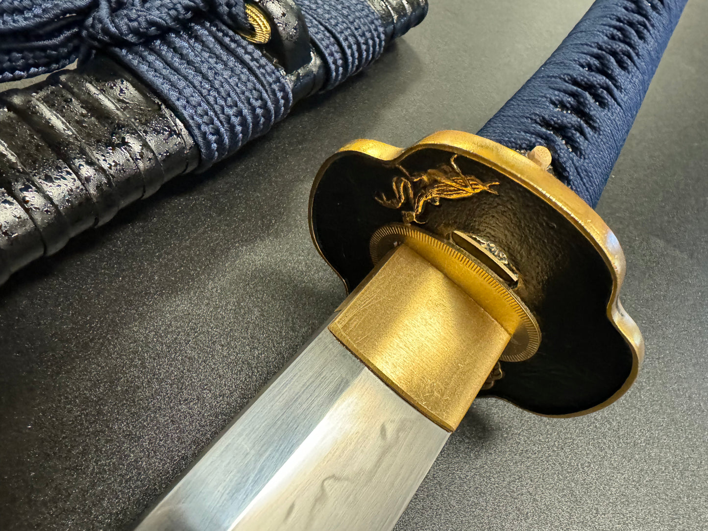 Legacy Blades Golden Mantis Katana 1095 Horimono Engraving