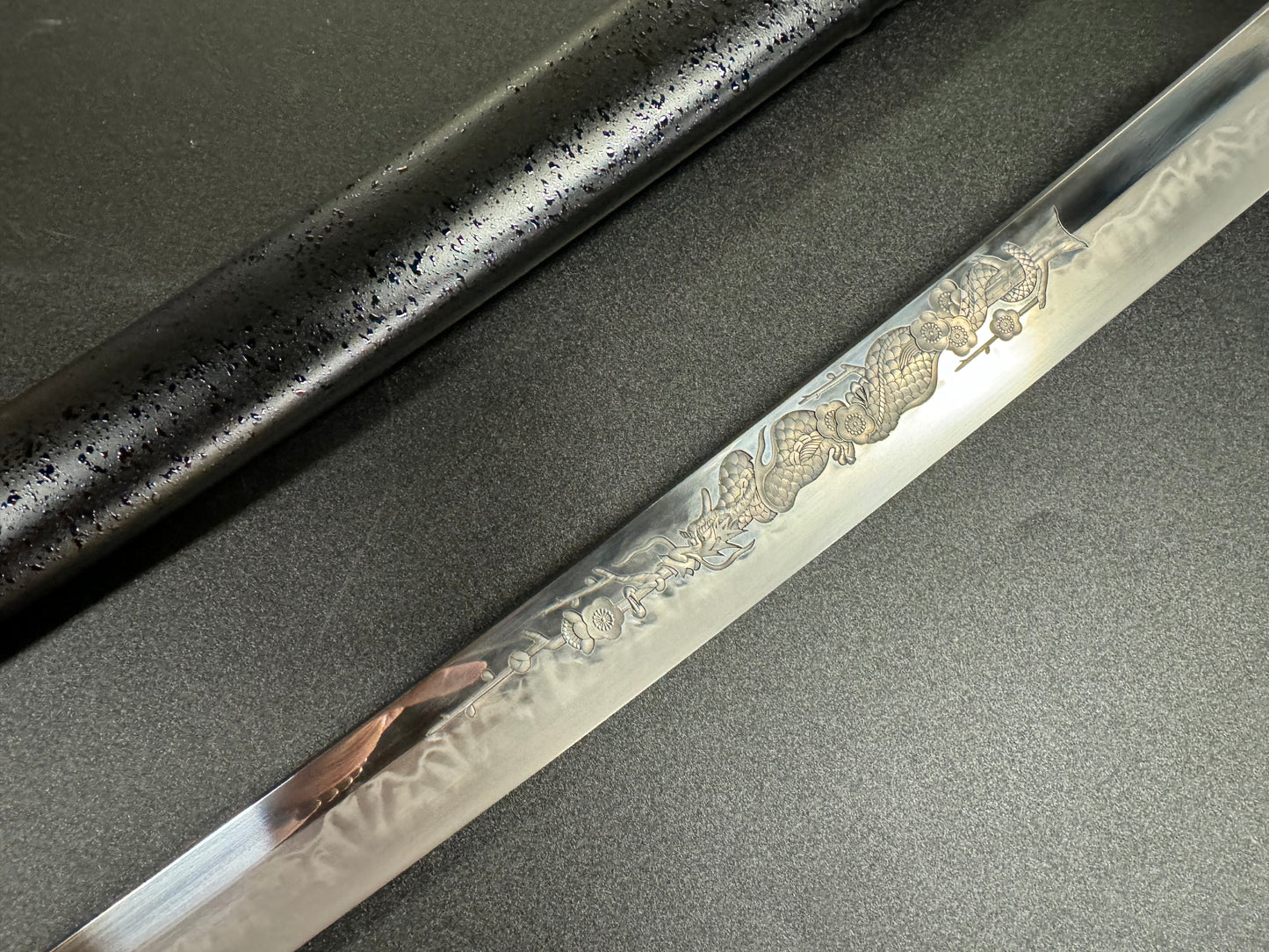 Legacy Blades Golden Mantis Katana 1095 Horimono Engraving