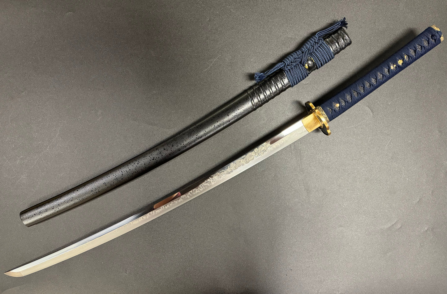 Legacy Blades Golden Mantis Katana 1095 Horimono Engraving