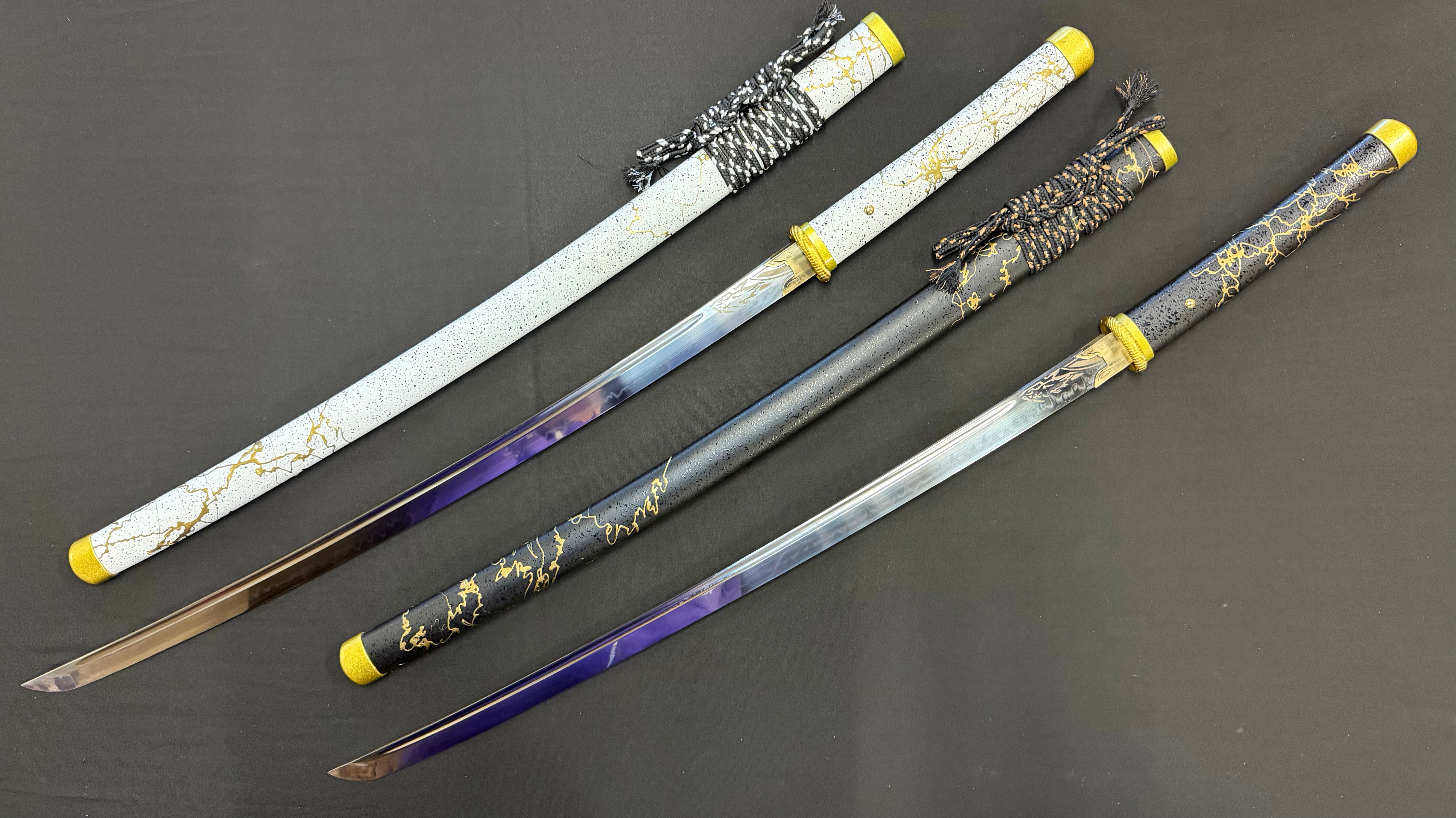 Phoenix Armory Katana - Ghost of Yotei Gilded Dawn and Gilded Night Two Sword Set T10 Clay Tempered