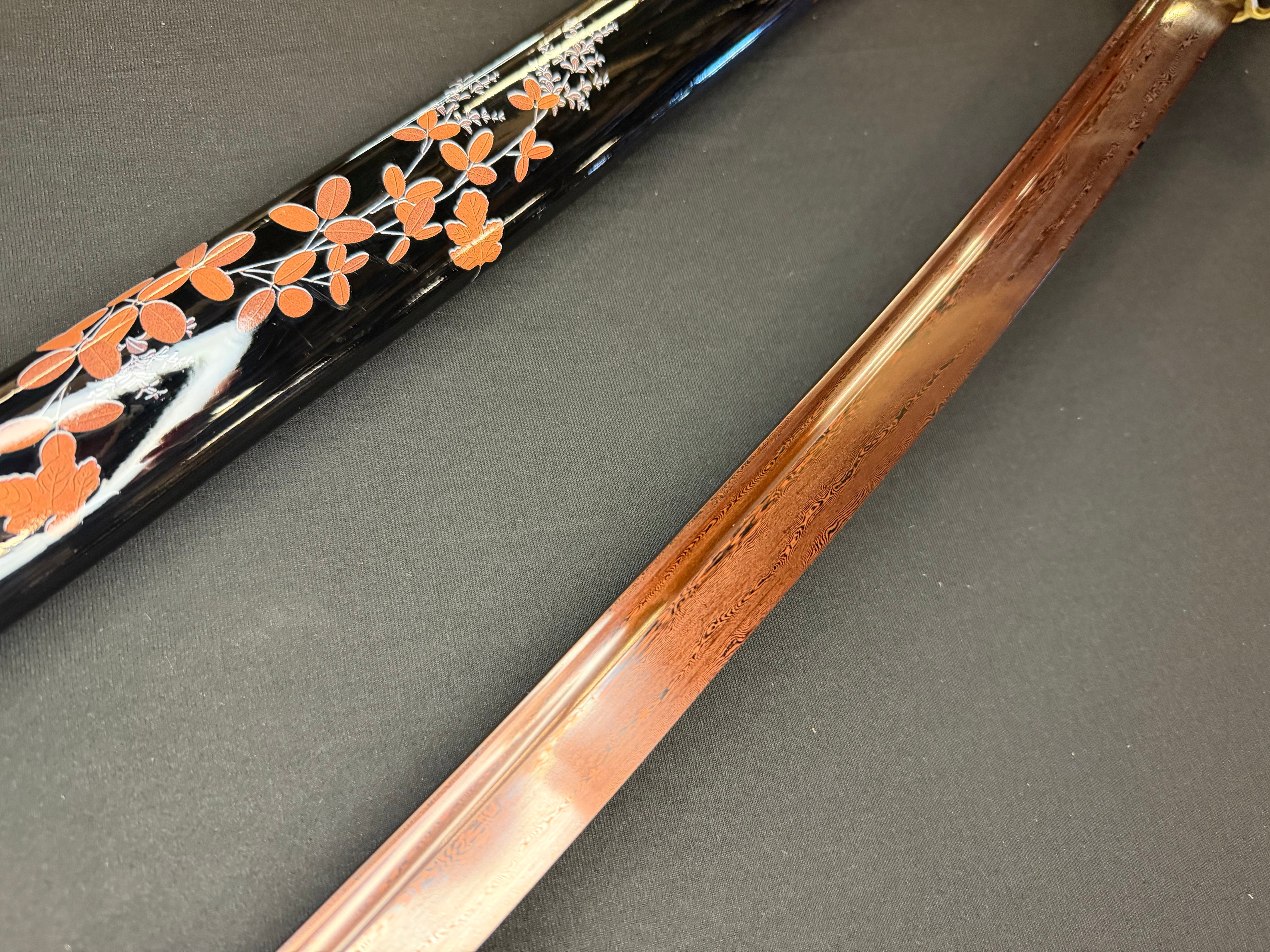 Phoenix Armory Katana - Bloodfall Red Damascus