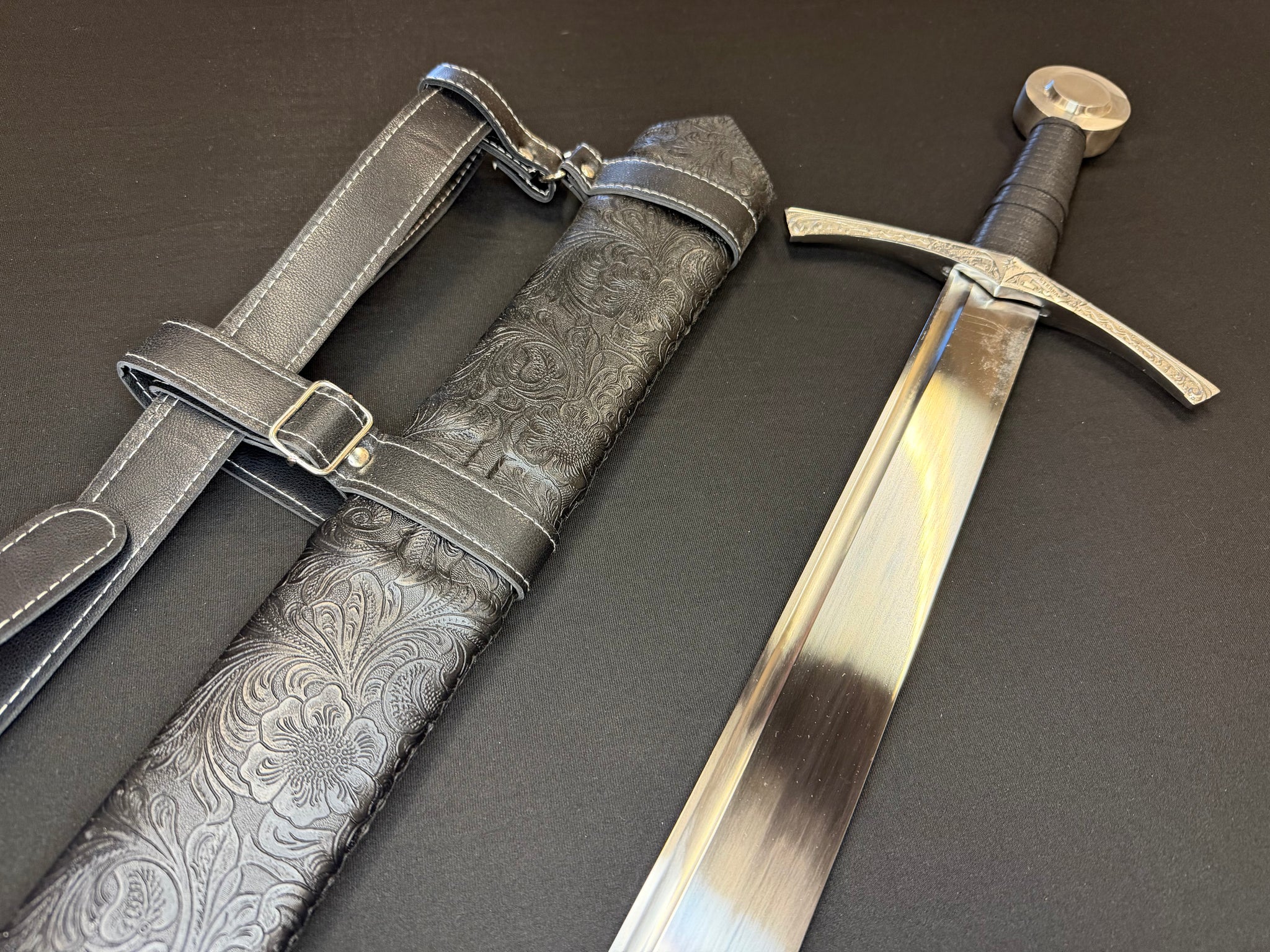 Dragonspring Forge Falchion Sword Floral Theme 65Mn Spring Steel