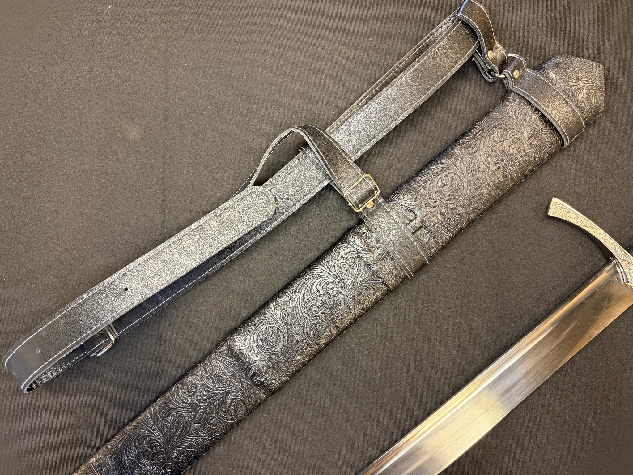 Dragonspring Forge Falchion Sword Floral Theme 65Mn Spring Steel