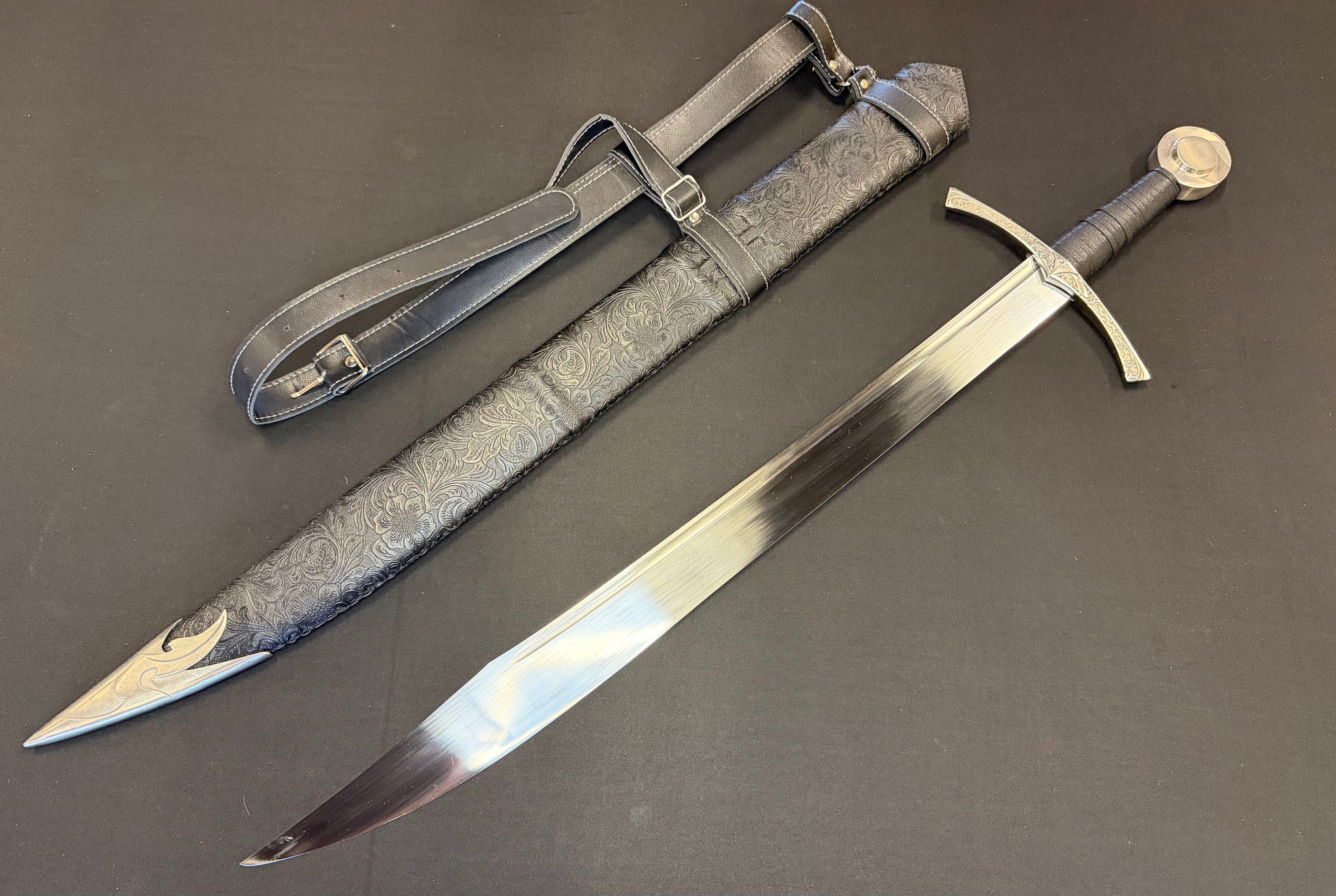 Dragonspring Forge Falchion Sword Floral Theme 65Mn Spring Steel