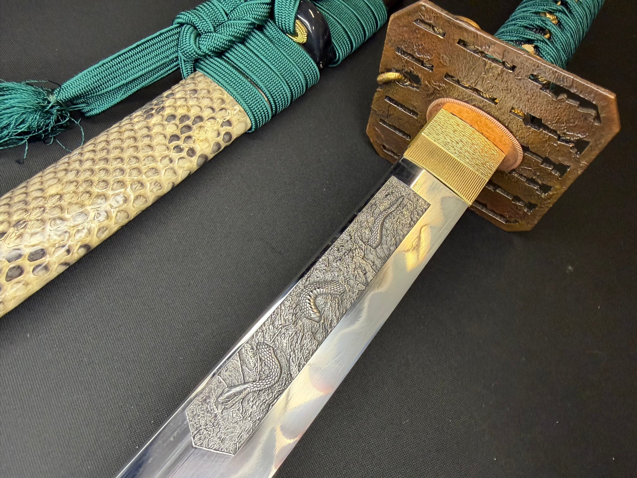 Phoenix Armory Craftsman Elite Katana - Jade Fang Folded Self-smelted Steel Horimono