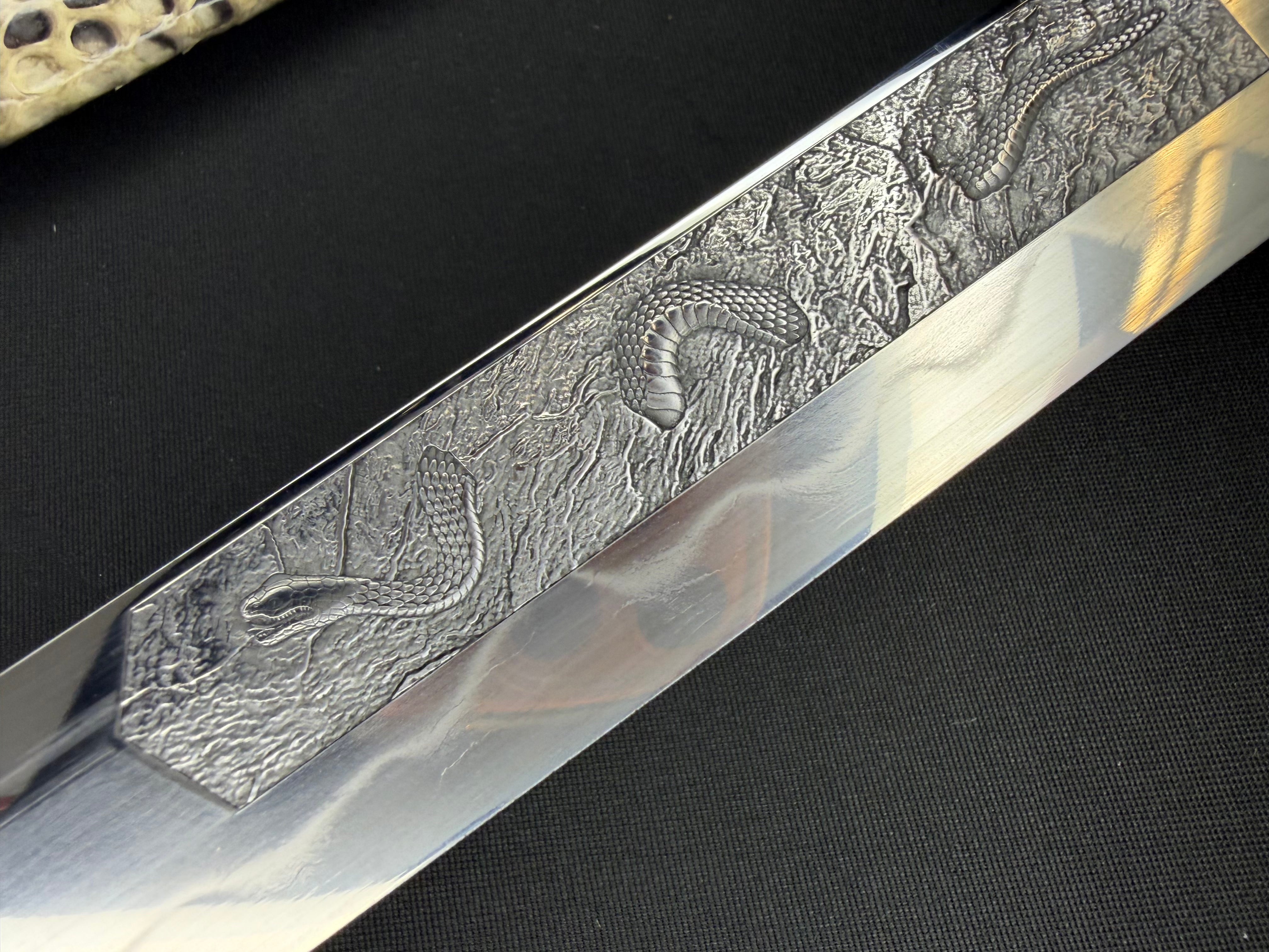 Phoenix Armory Craftsman Elite Katana - Jade Fang Folded Self-smelted Steel Horimono