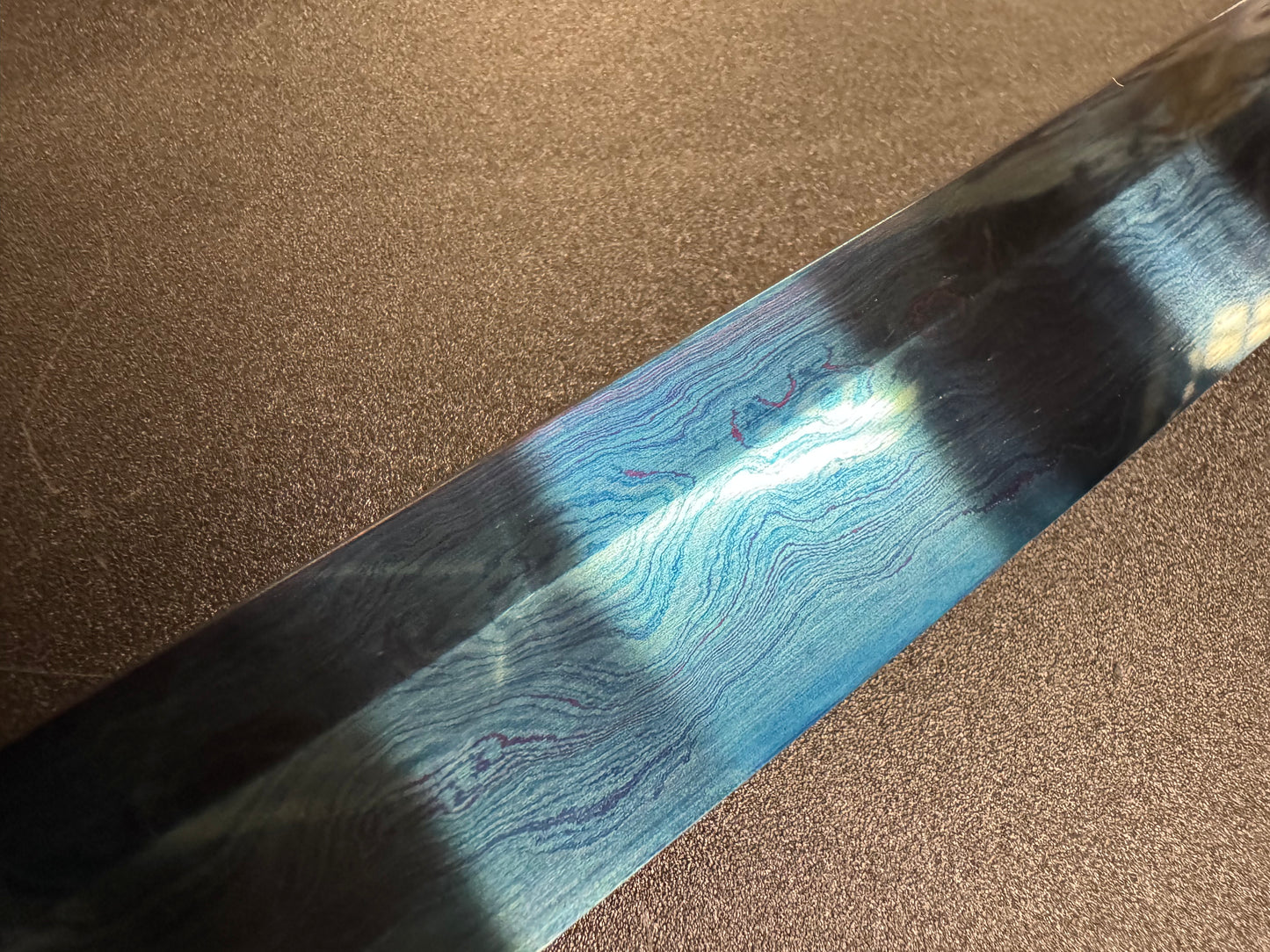 Dragonspring Katana - Blue Eye Samurai Sanmai Meteorite Damascus Variant I