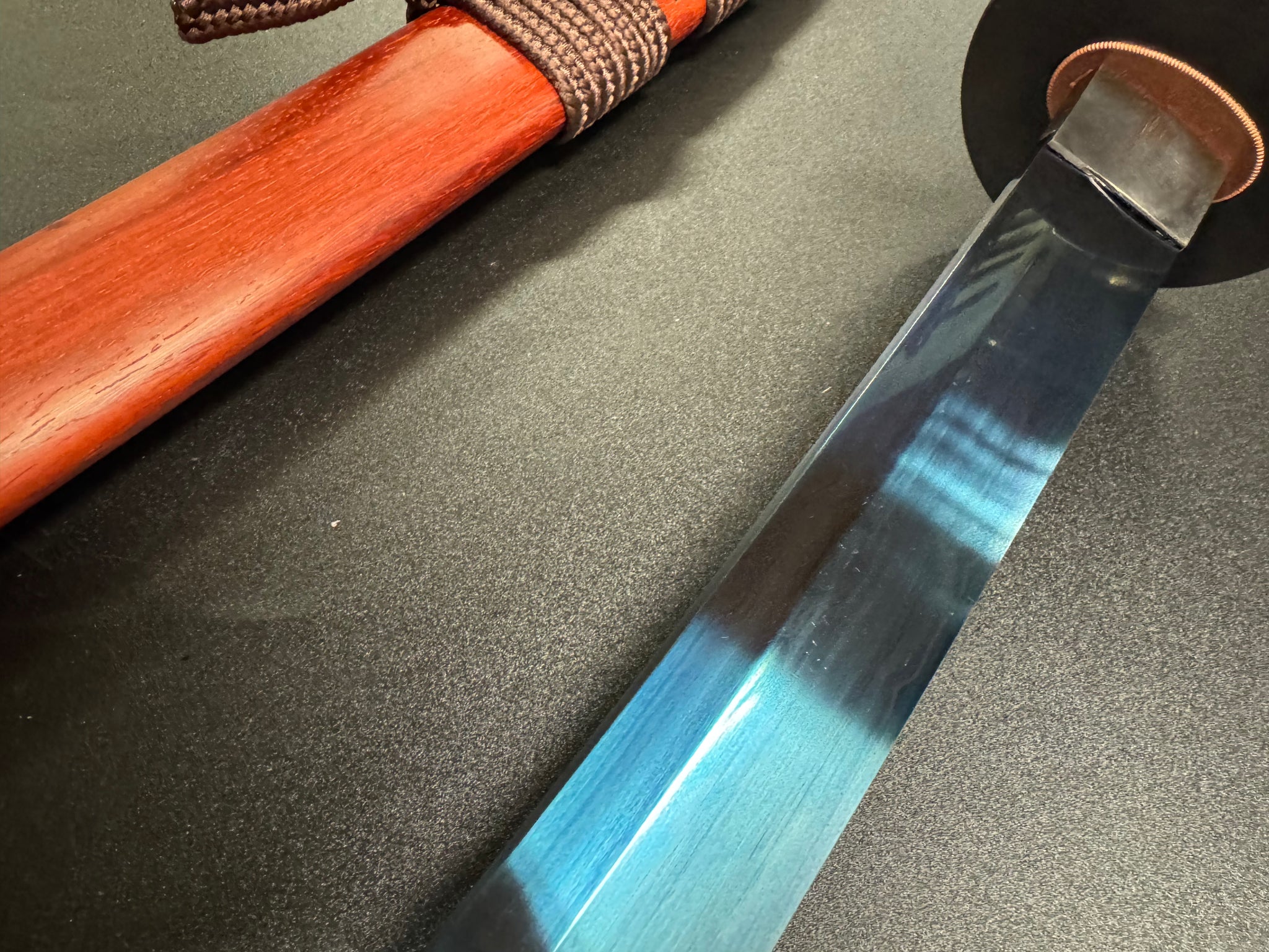 Dragonspring Katana - Mizu Blue Eye Samurai Sanmai Meteorite Damascus Variant II
