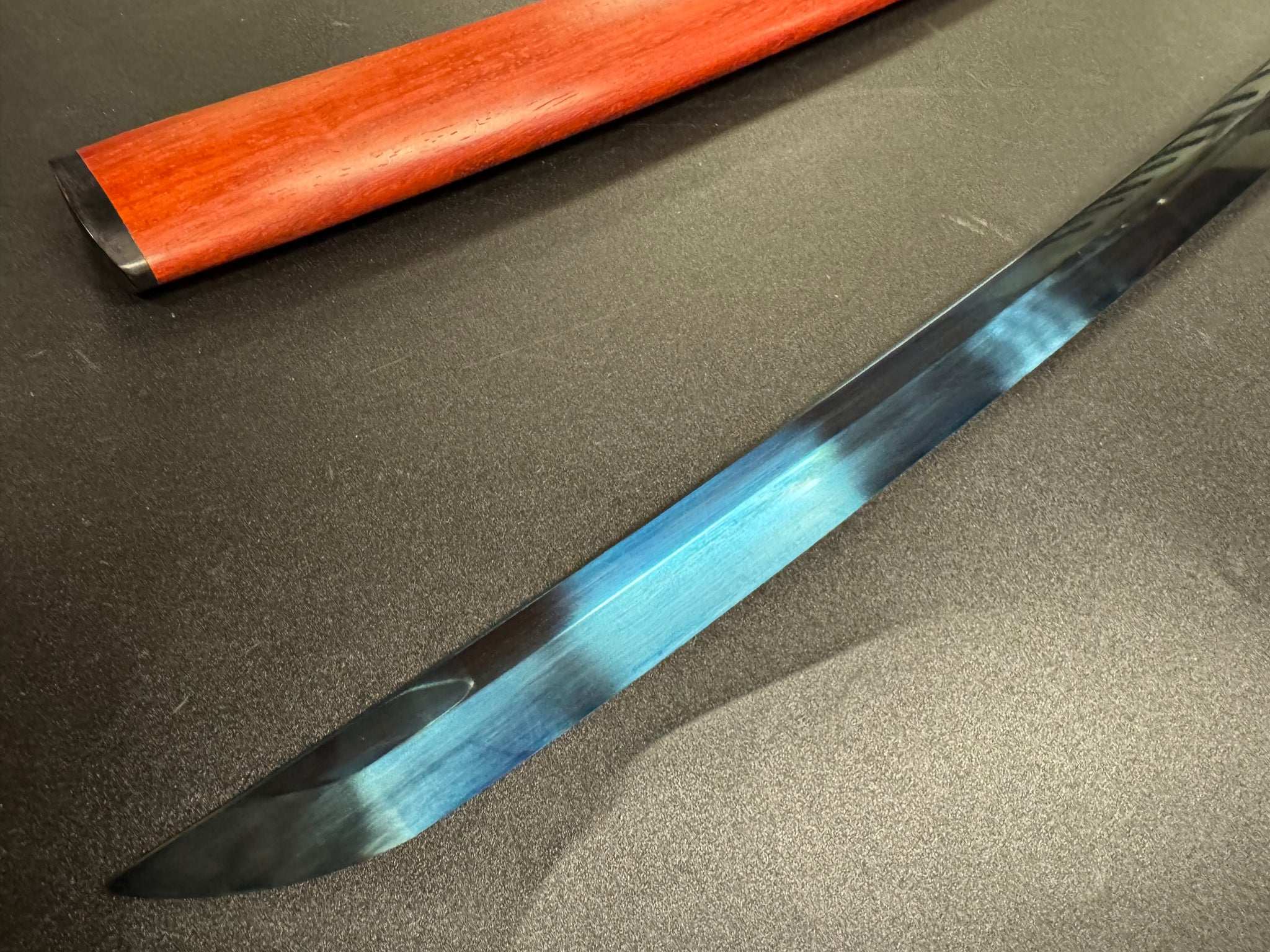 Dragonspring Katana - Mizu Blue Eye Samurai Sanmai Meteorite Damascus Variant II