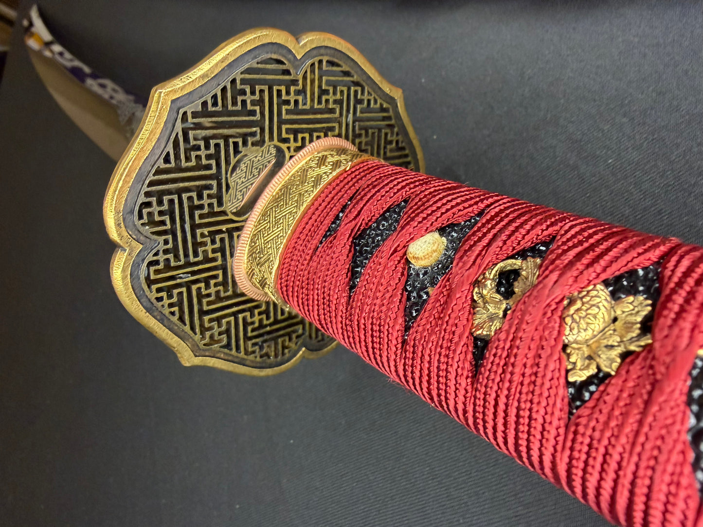 Phoenix Armory Katana - Crimson Manji Orishigane Clay-Tempered Horimono