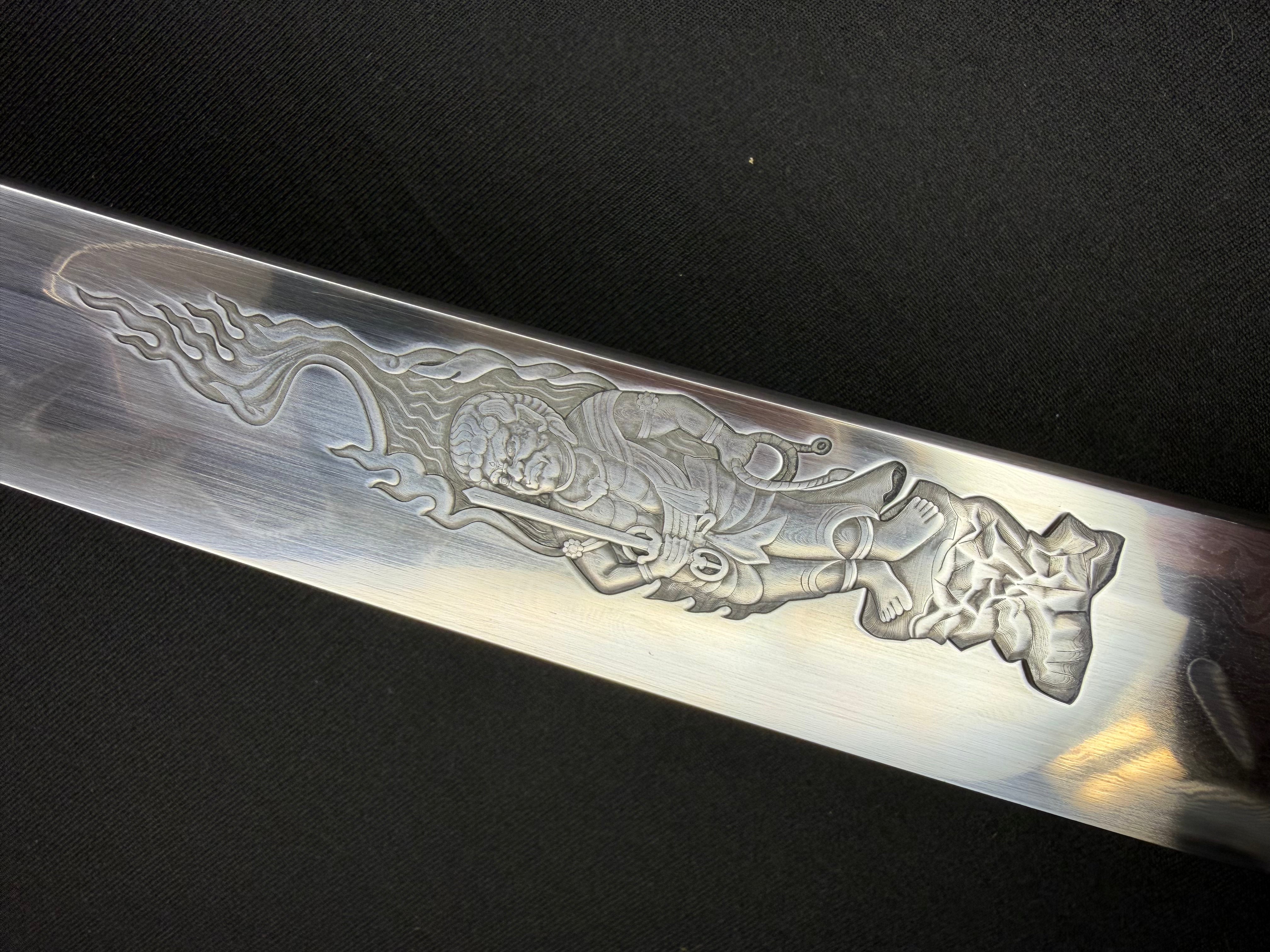 Phoenix Armory Katana - Crimson Manji Orishigane Clay-Tempered Horimono