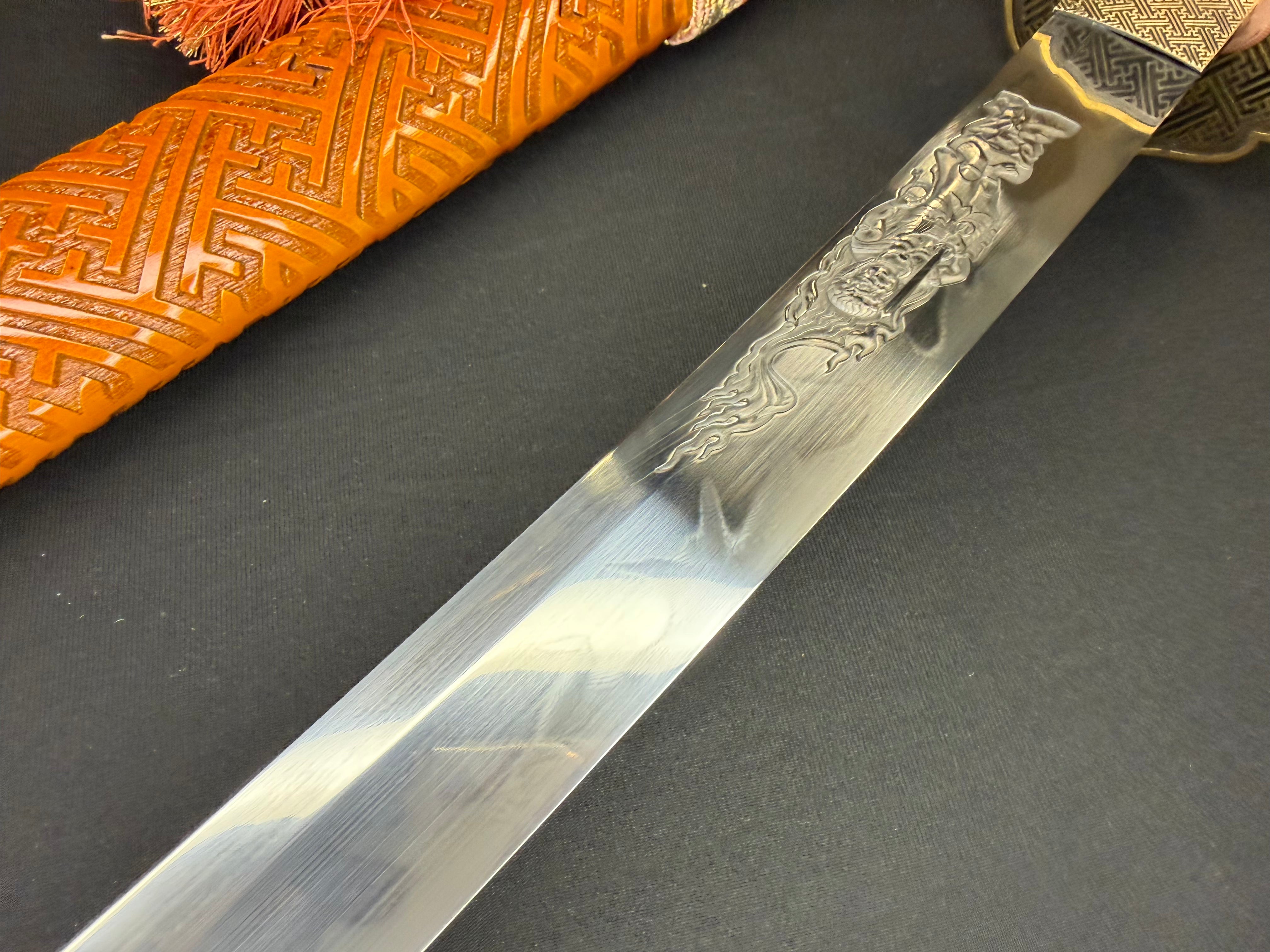 Phoenix Armory Katana - Crimson Manji Orishigane Clay-Tempered Horimono