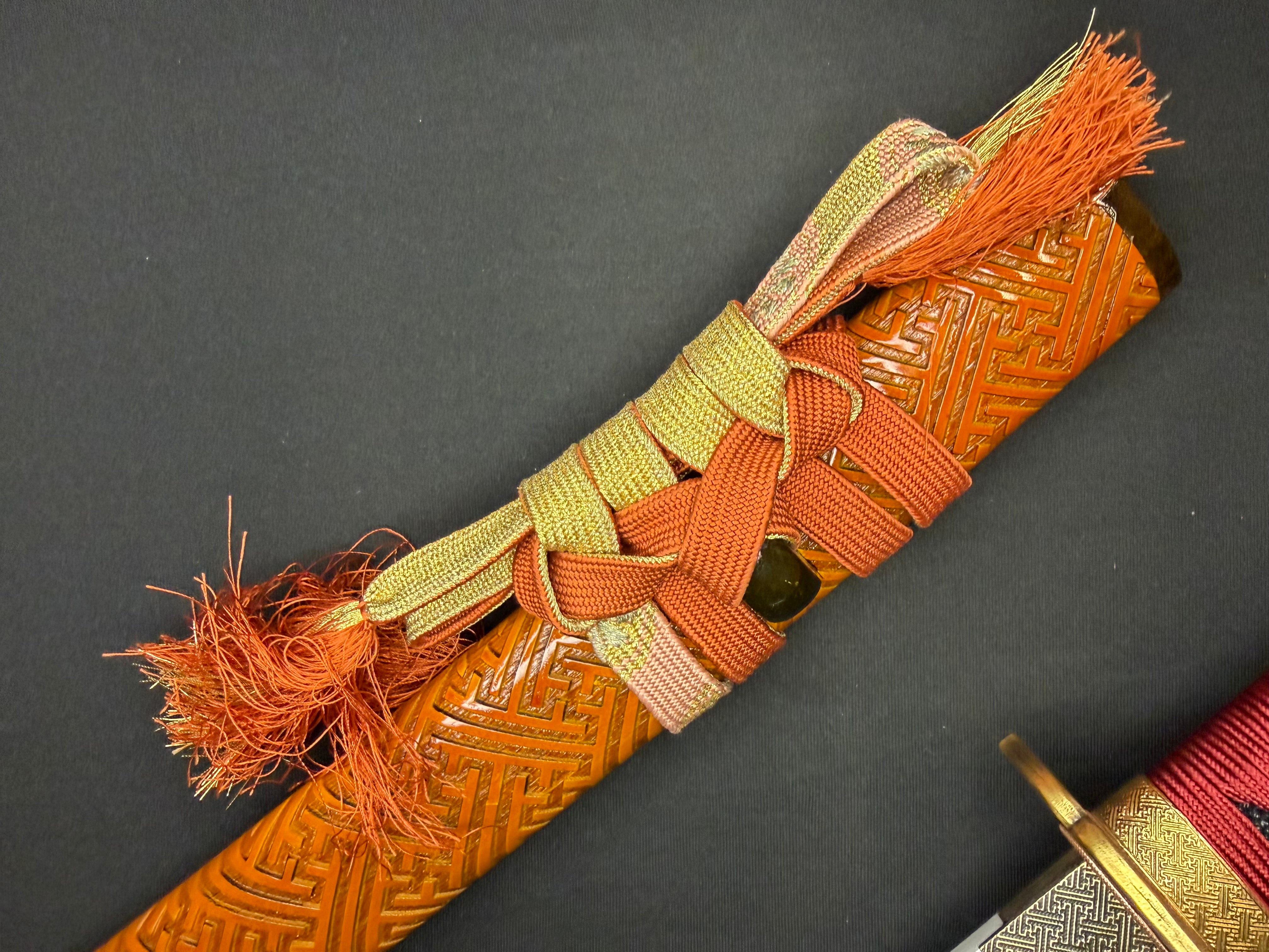 Phoenix Armory Katana - Crimson Manji Orishigane Clay-Tempered Horimono