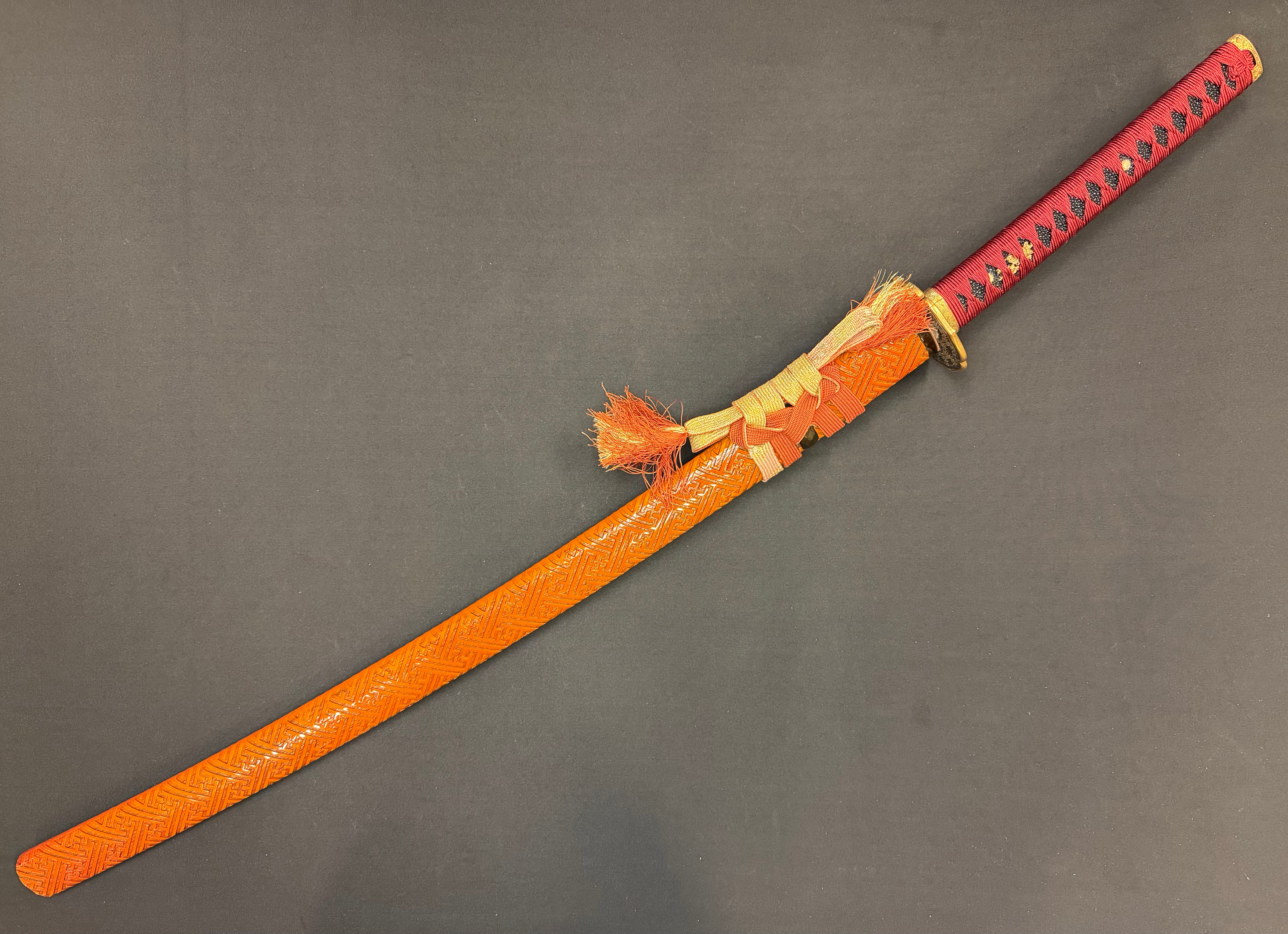 Phoenix Armory Katana - Crimson Manji Orishigane Clay-Tempered Horimono