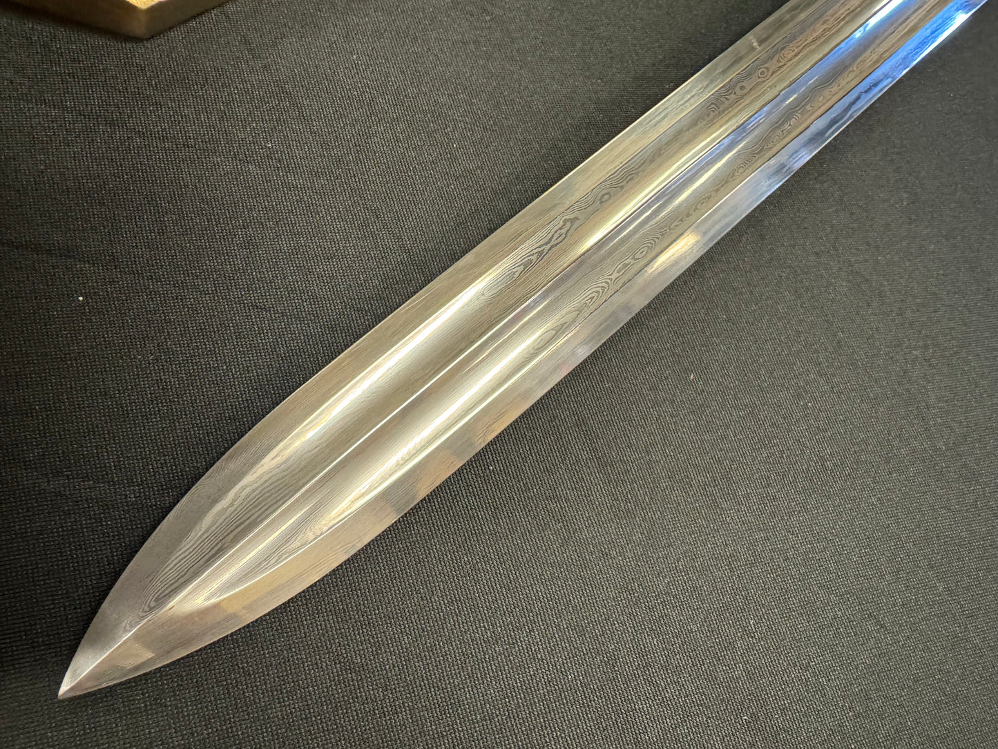 Short Han Jian Eight Sided Damascus Double Fuller