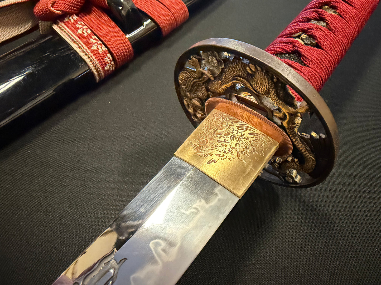 Phoenix Armory Craftsman Elite Katana - Crimson Dragonfire forge-folded Orishigane/Tamahagane