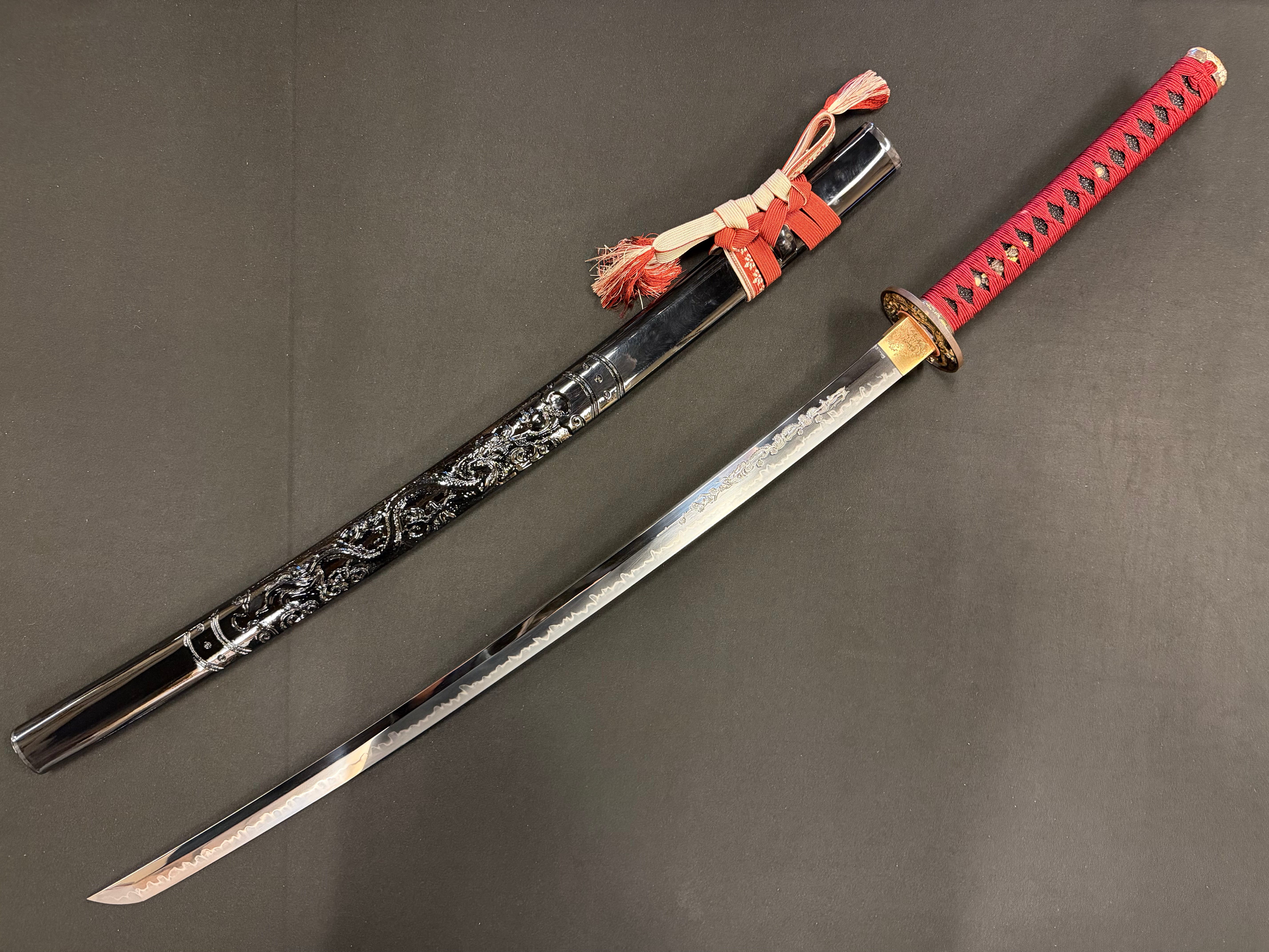 Phoenix Armory Craftsman Elite Katana - Crimson Dragonfire forge-folded Orishigane/Tamahagane
