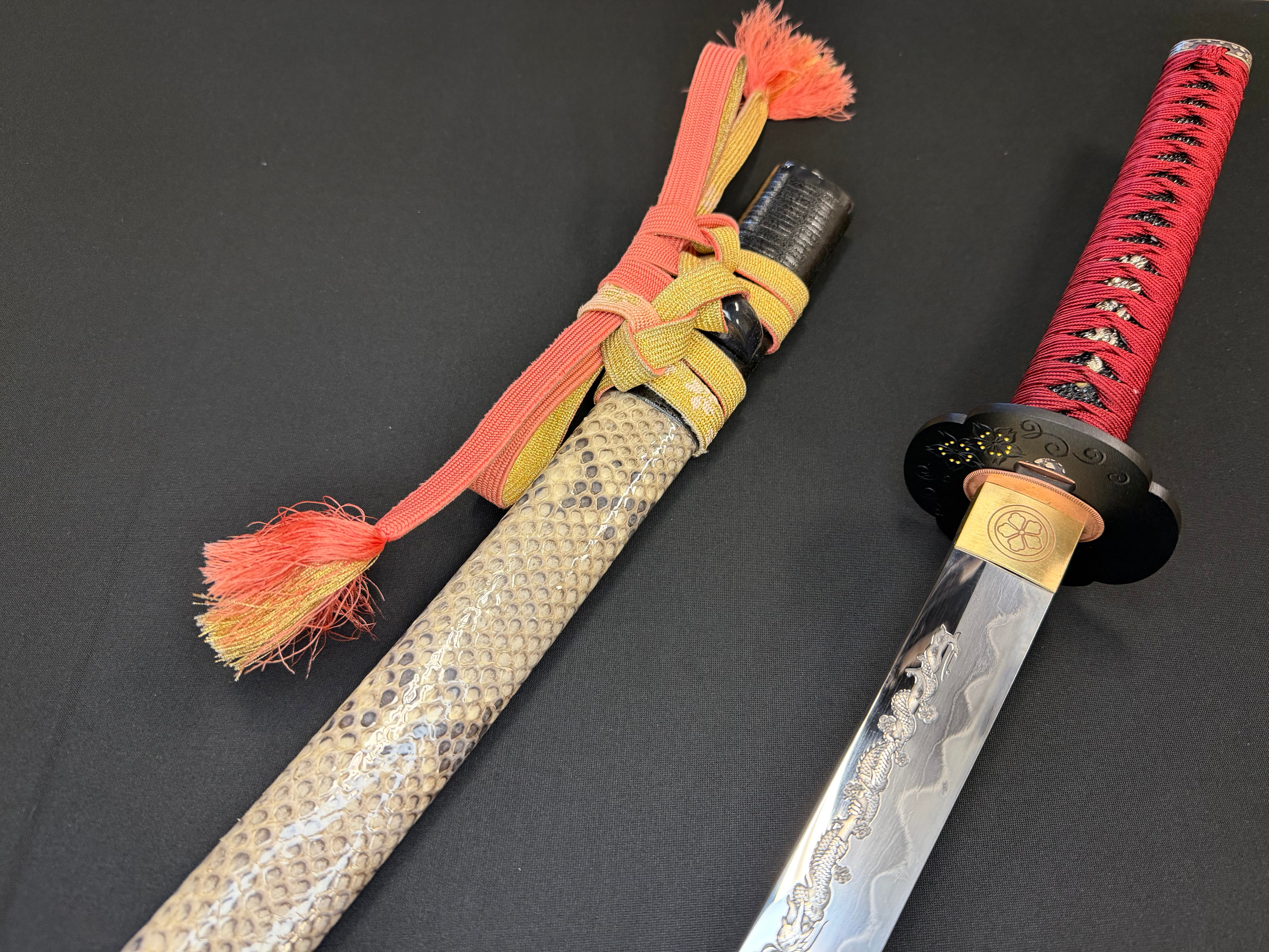 Phoenix Armory Craftsman Elite Katana - Bloodcoil Viper forge-folded Orishigane/Tamahagane Horimono