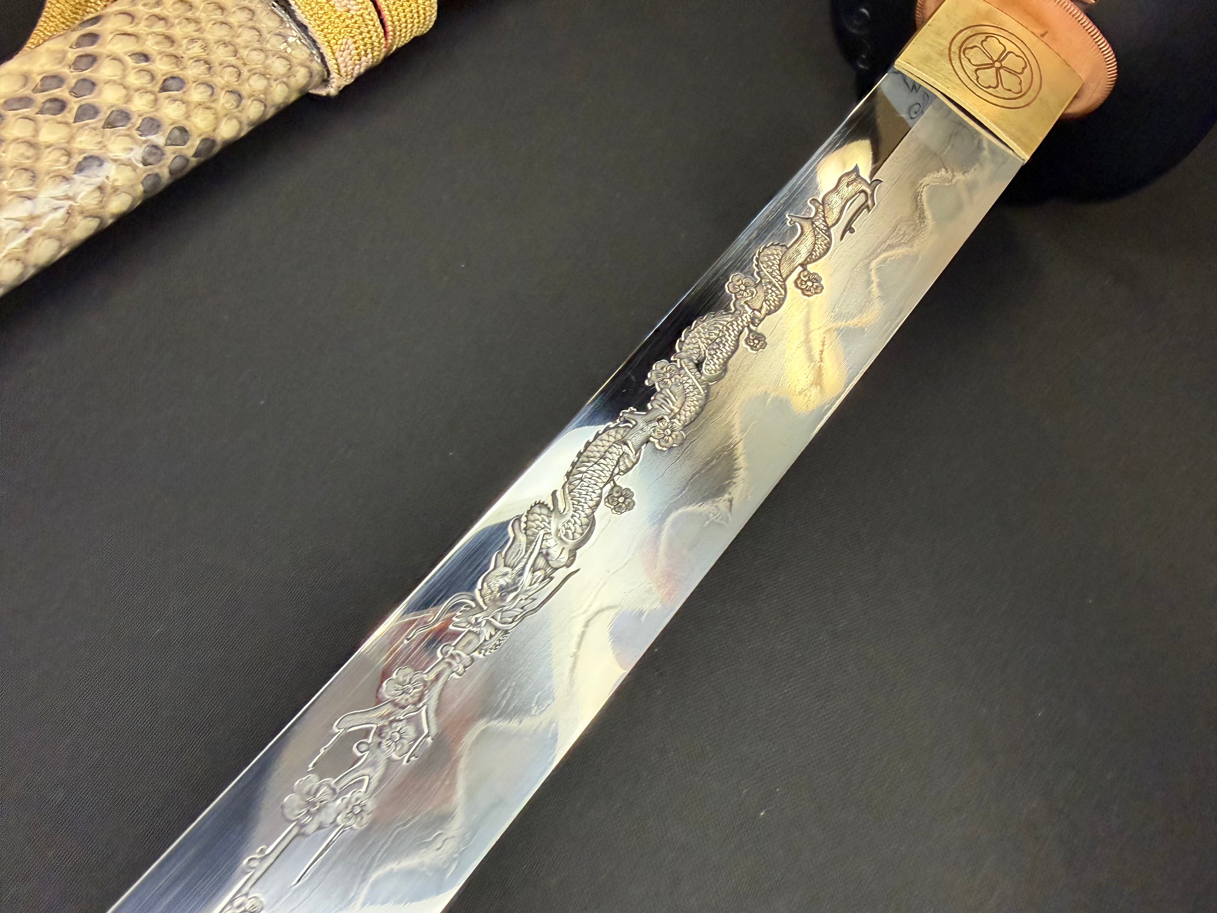 Phoenix Armory Craftsman Elite Katana - Bloodcoil Viper forge-folded Orishigane/Tamahagane Horimono