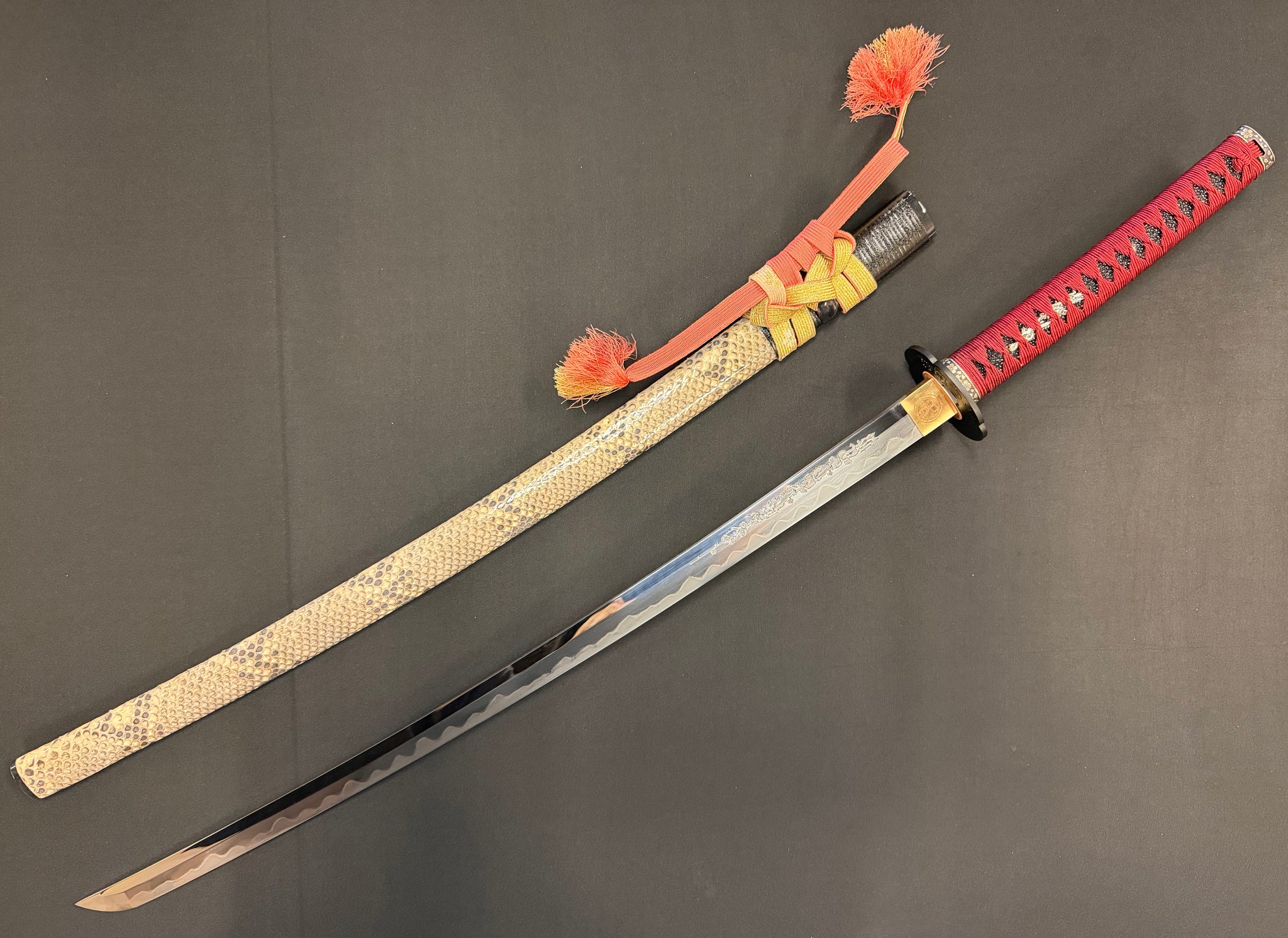 Phoenix Armory Craftsman Elite Katana - Bloodcoil Viper forge-folded Orishigane/Tamahagane Horimono