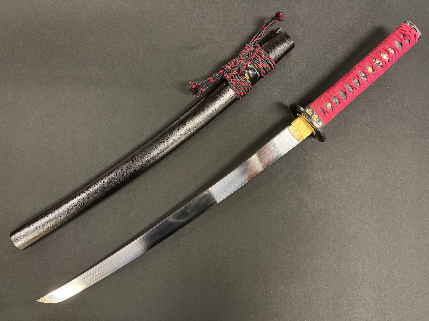 Legacy Blades Crimson Tiger Reaper Wakizashi  - 1095 Clay Tempered Hira Zukuri Suguha