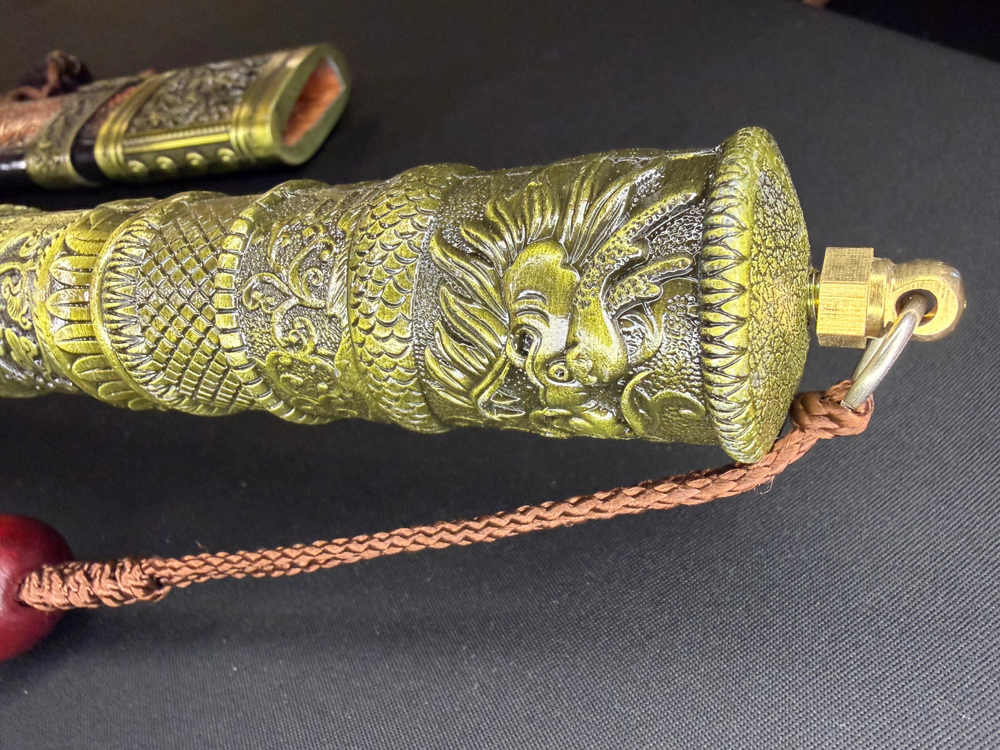 Phoenix Armory Long Kangxi Dao - Red Pattern Dragon Theme 65Mn