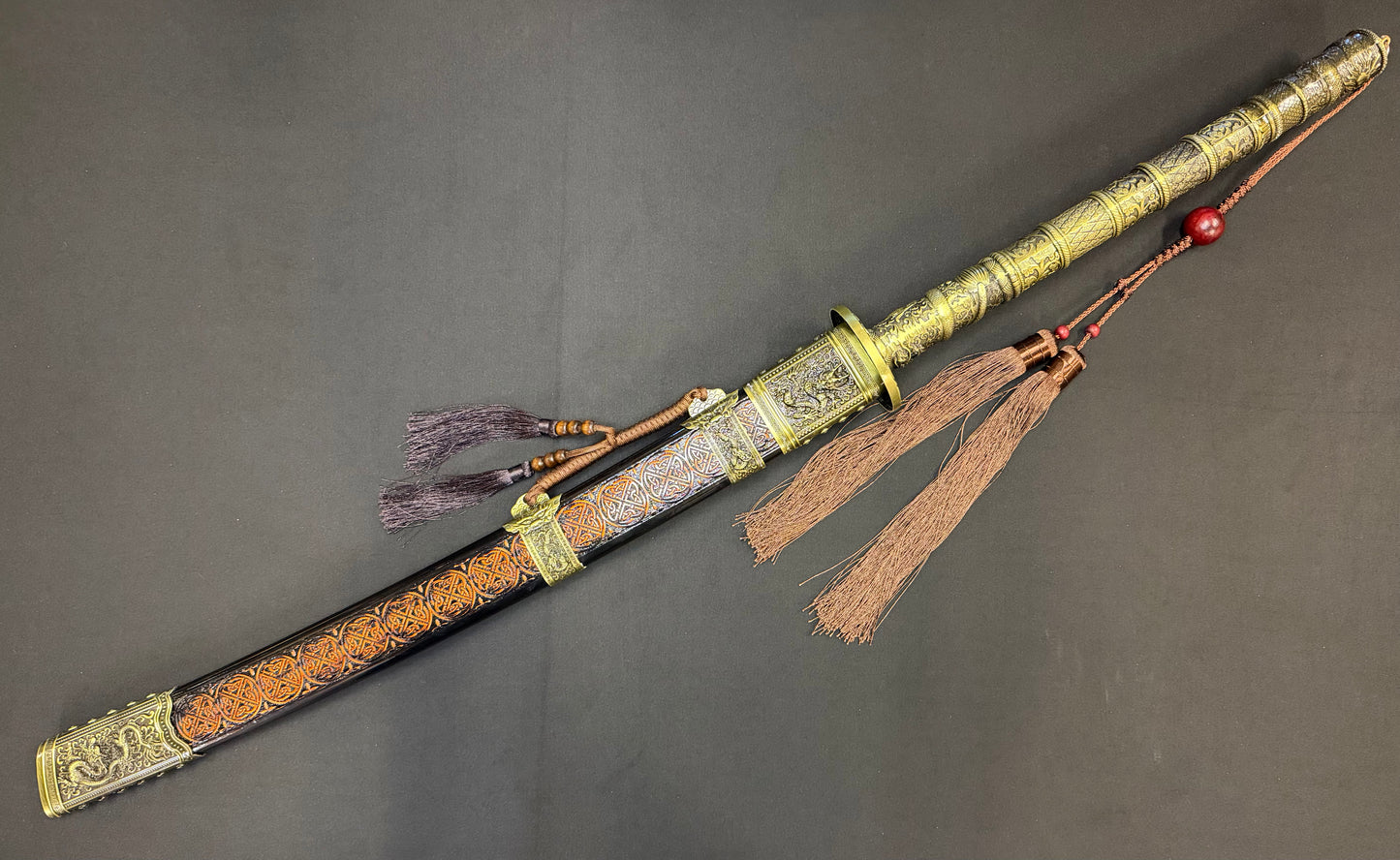 Phoenix Armory Long Kangxi Dao - Red Pattern Dragon Theme 65Mn