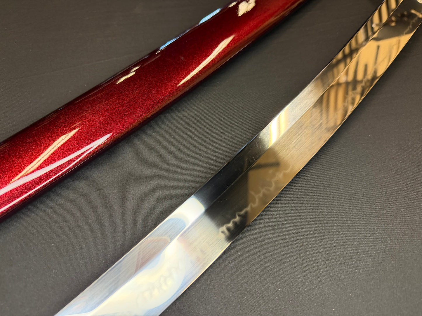 Legacy Steel O-Katana Titan Stout Shobu - Red Coilfang- Choji Hamon, 1095 clay tempered