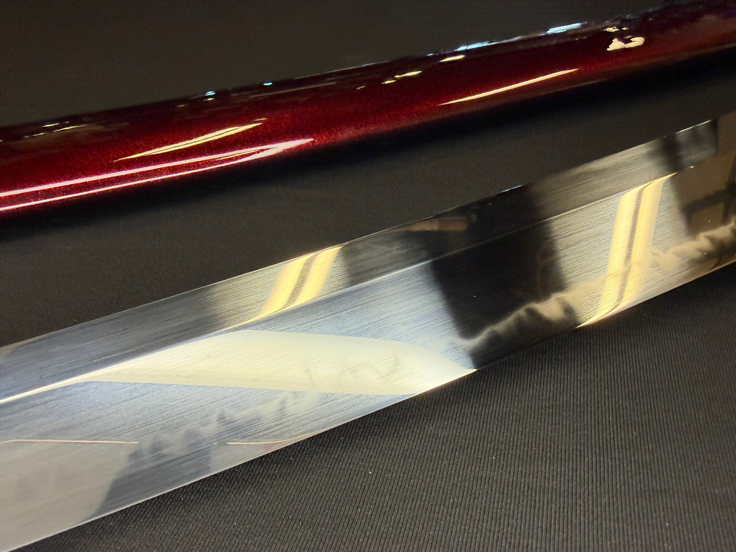 Legacy Steel O-Katana Titan Stout Shobu - Red Coilfang- Choji Hamon, 1095 clay tempered