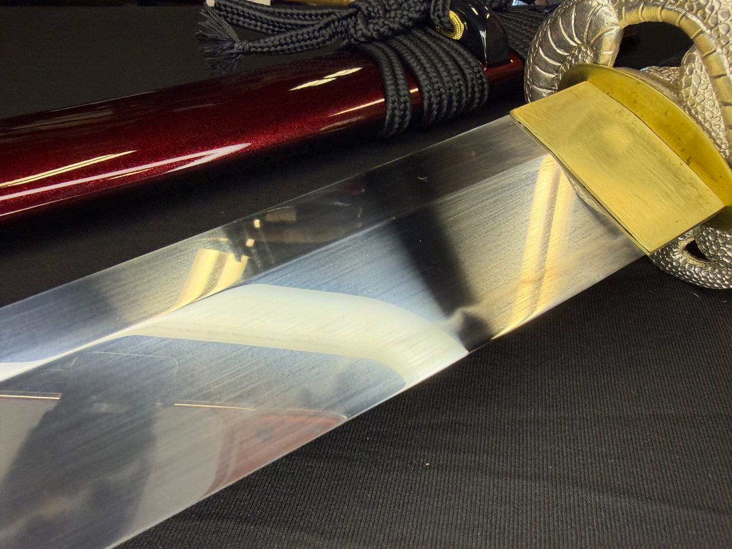 Legacy Steel O-Katana Titan Stout Shobu - Red Coilfang- Choji Hamon, 1095 clay tempered