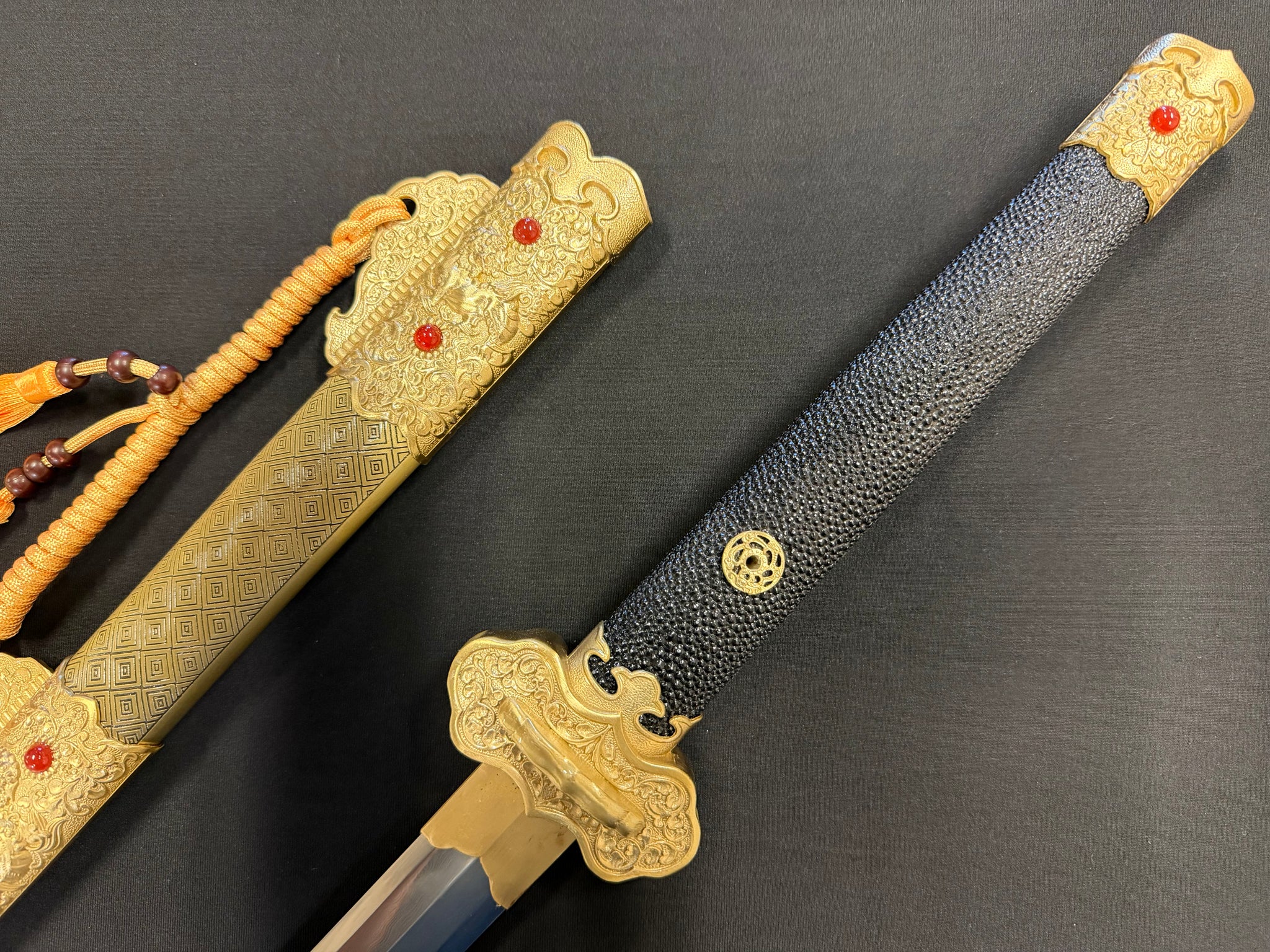 Phoenix Armory Jian - Golden Pursuit of Jade Emperor - Eight-faced Damascus Jian Brass fittings