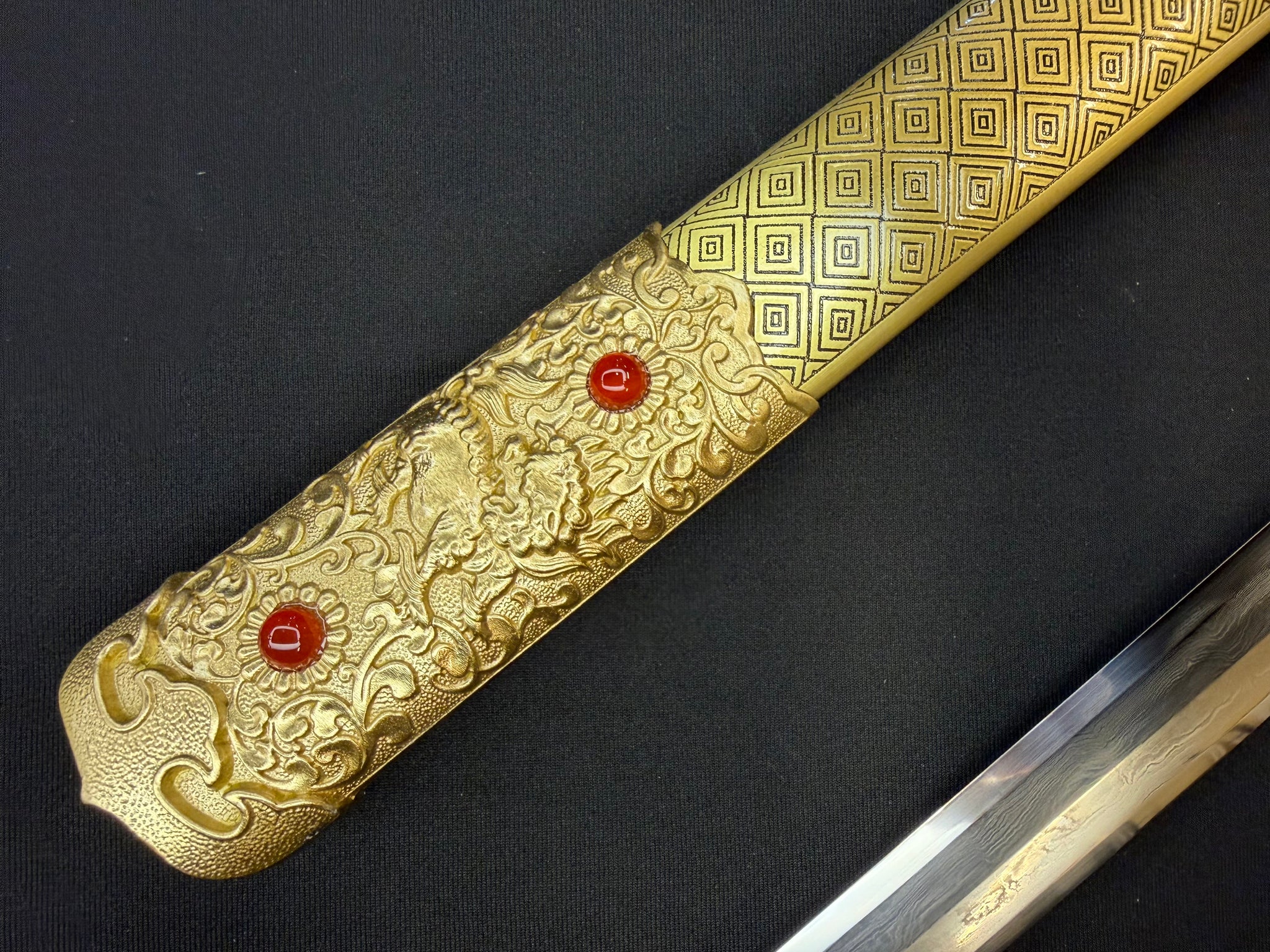 Phoenix Armory Jian - Golden Pursuit of Jade Emperor - Eight-faced Damascus Jian Brass fittings