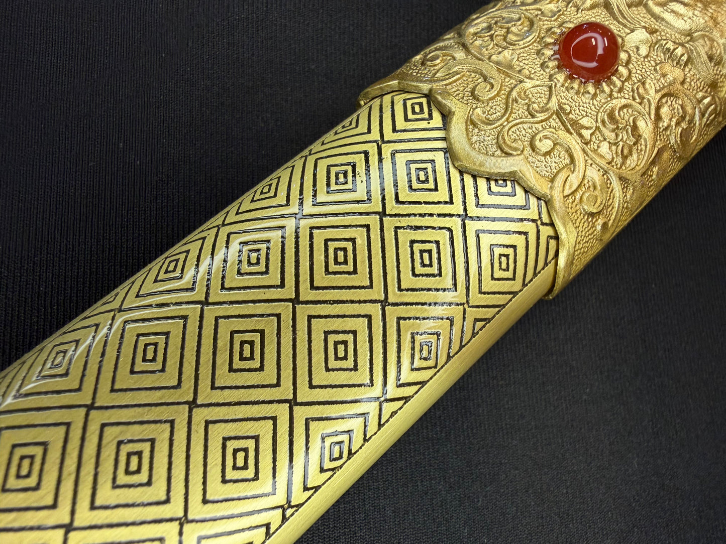 Phoenix Armory Jian - Golden Pursuit of Jade Emperor - Eight-faced Damascus Jian Brass fittings