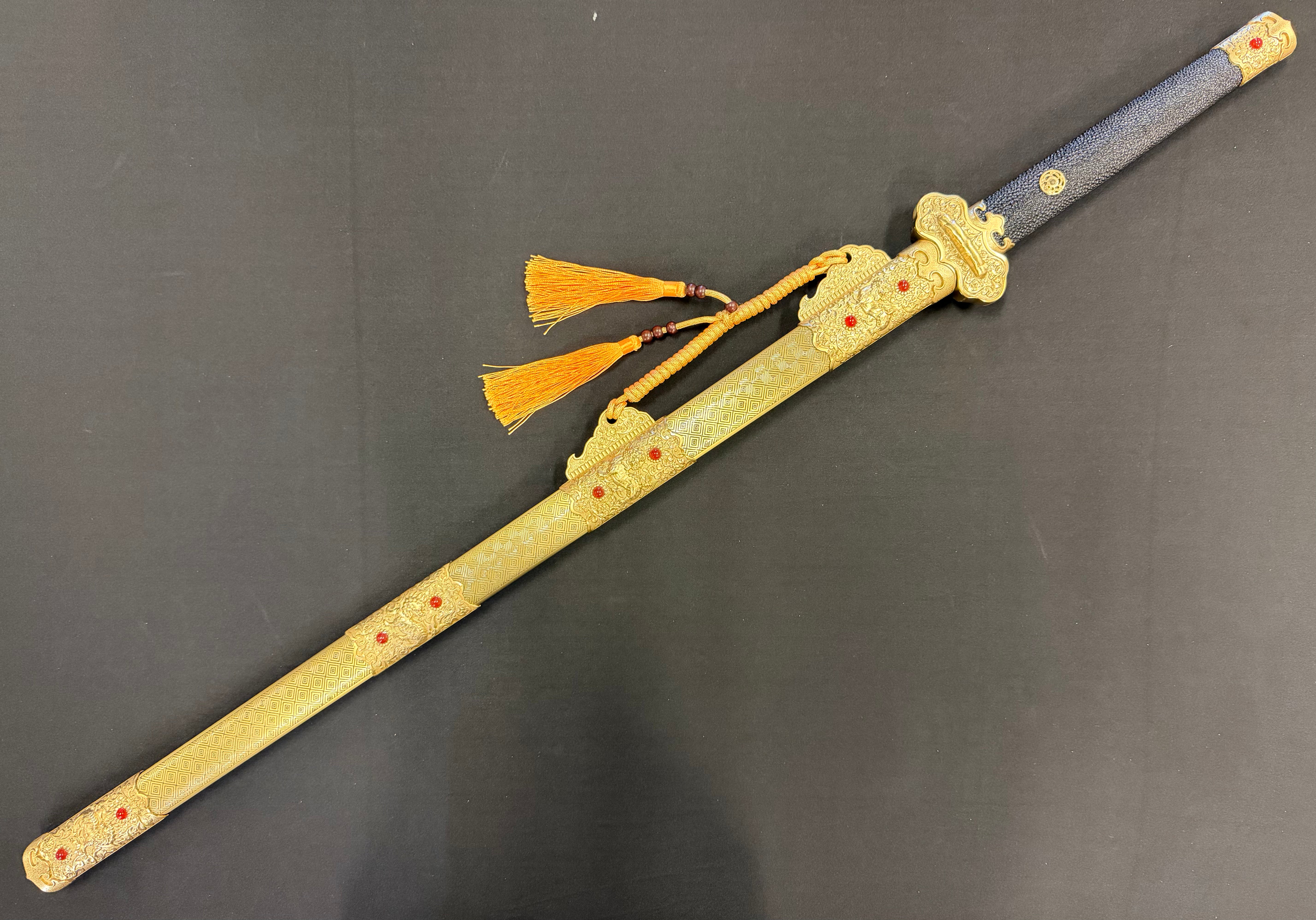 Phoenix Armory Jian - Golden Pursuit of Jade Emperor - Eight-faced Damascus Jian Brass fittings