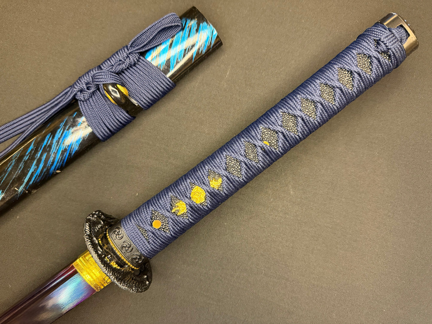 Dragonspring Forge Katana - Blue Blazing Dragon 65Mn