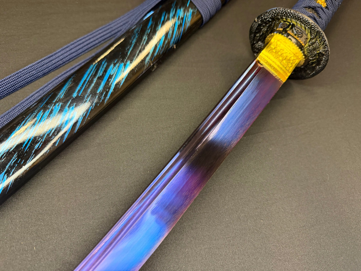 Dragonspring Forge Katana - Blue Blazing Dragon 65Mn