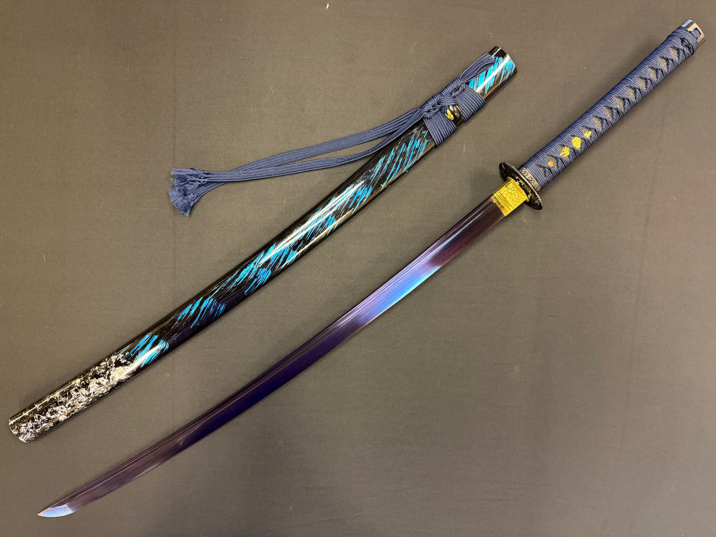 Dragonspring Forge Katana - Blue Blazing Dragon 65Mn