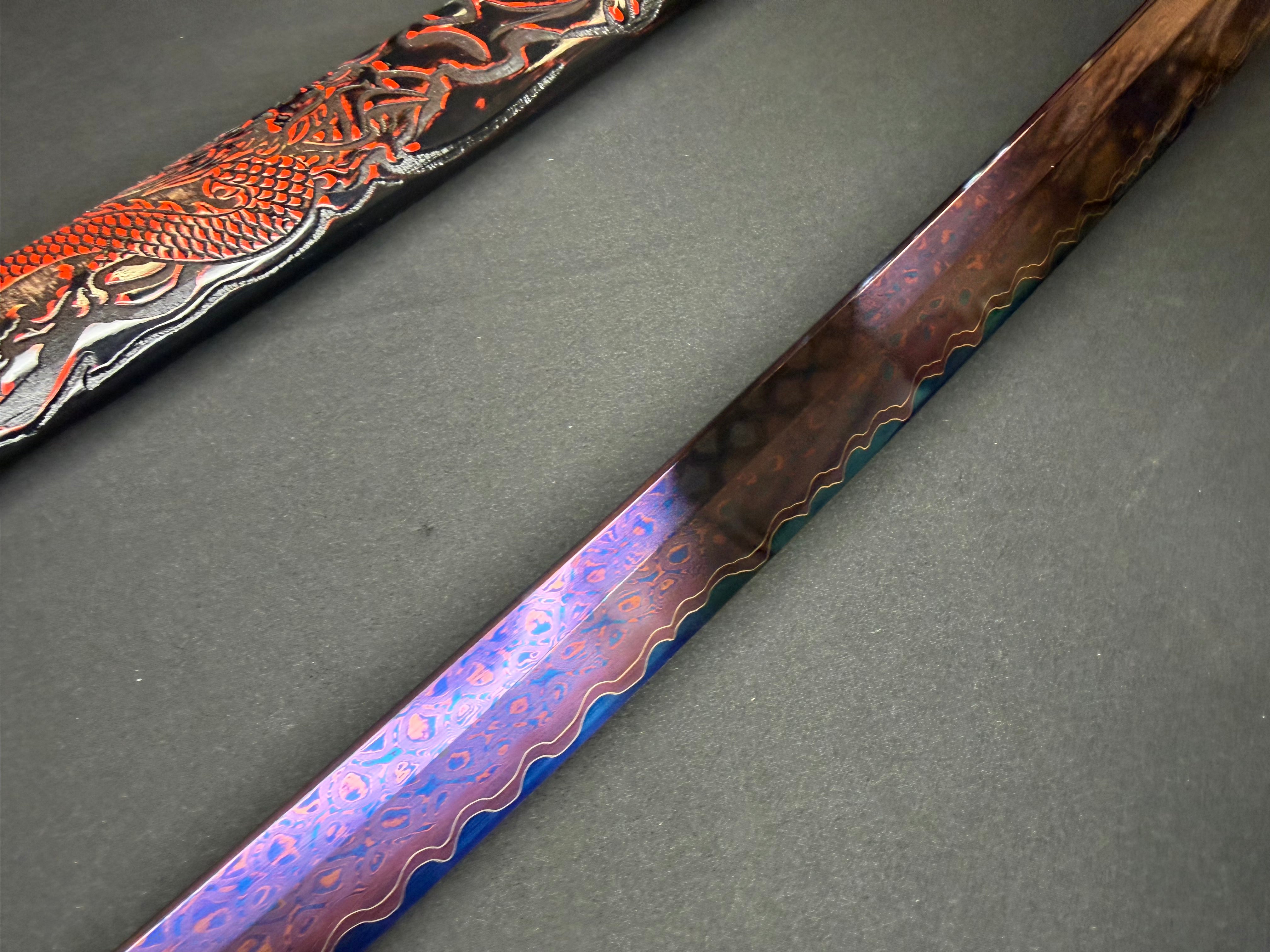 Phoenix Armory Katana -  Dragonblade Sanmai Damascus