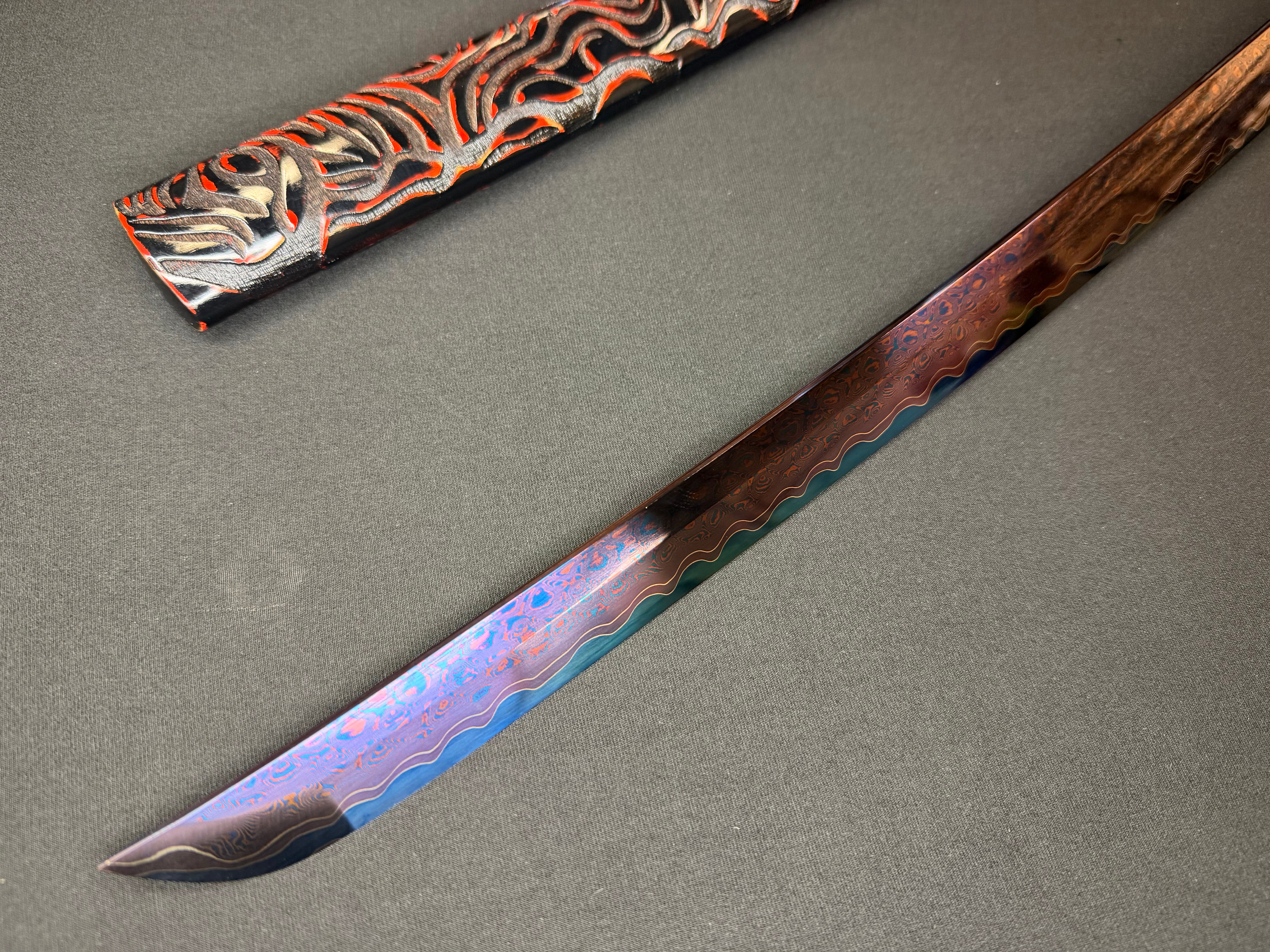 Phoenix Armory Katana -  Dragonblade Sanmai Damascus