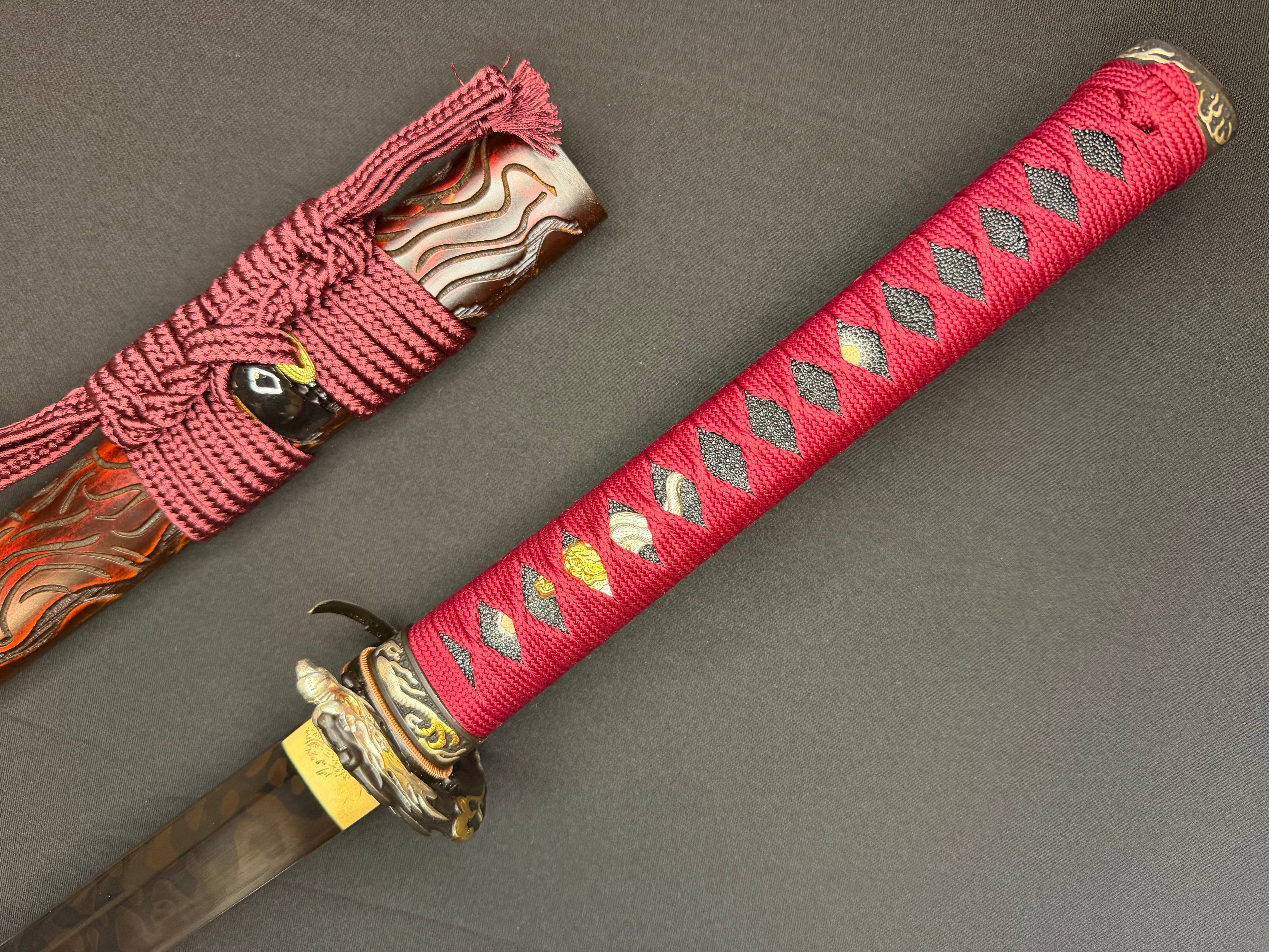 Phoenix Armory Katana -  Black Dragonblade T10 Hitatsura Hamon