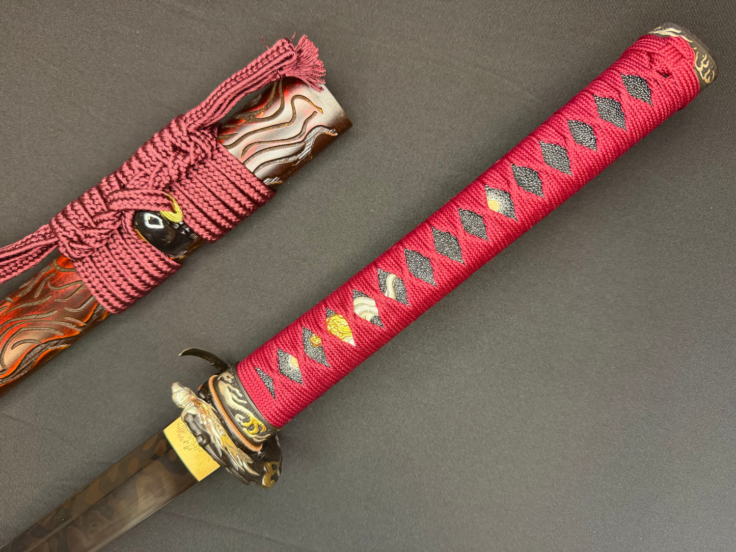 Phoenix Armory Katana -  Black Dragonblade T10 Hitatsura Hamon