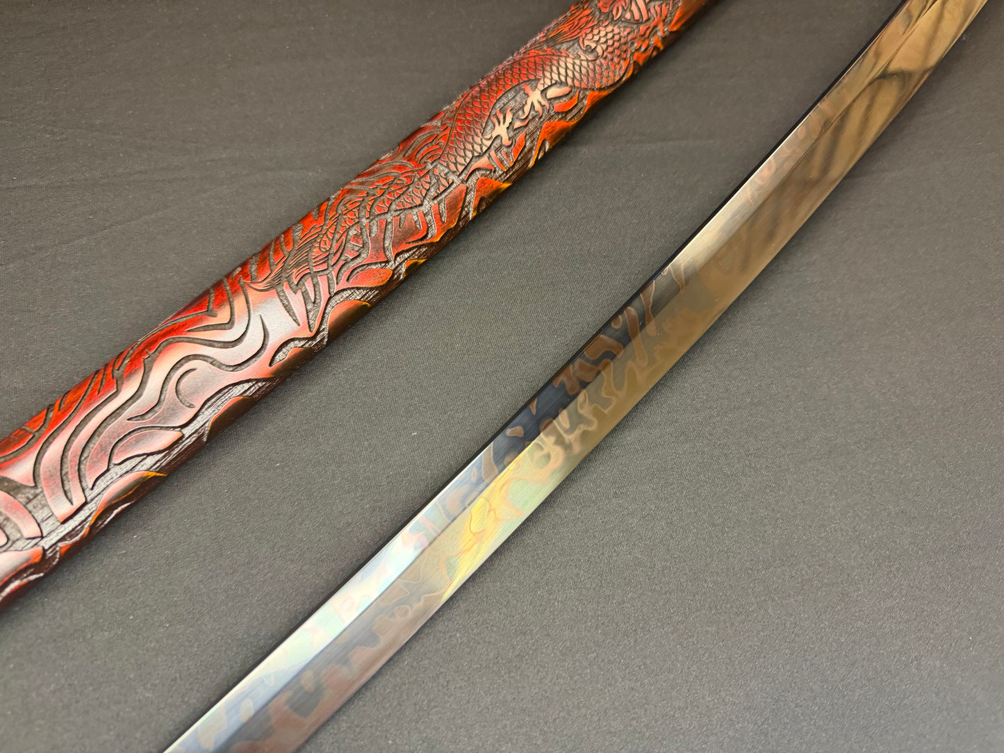 Phoenix Armory Katana -  Black Dragonblade T10 Hitatsura Hamon