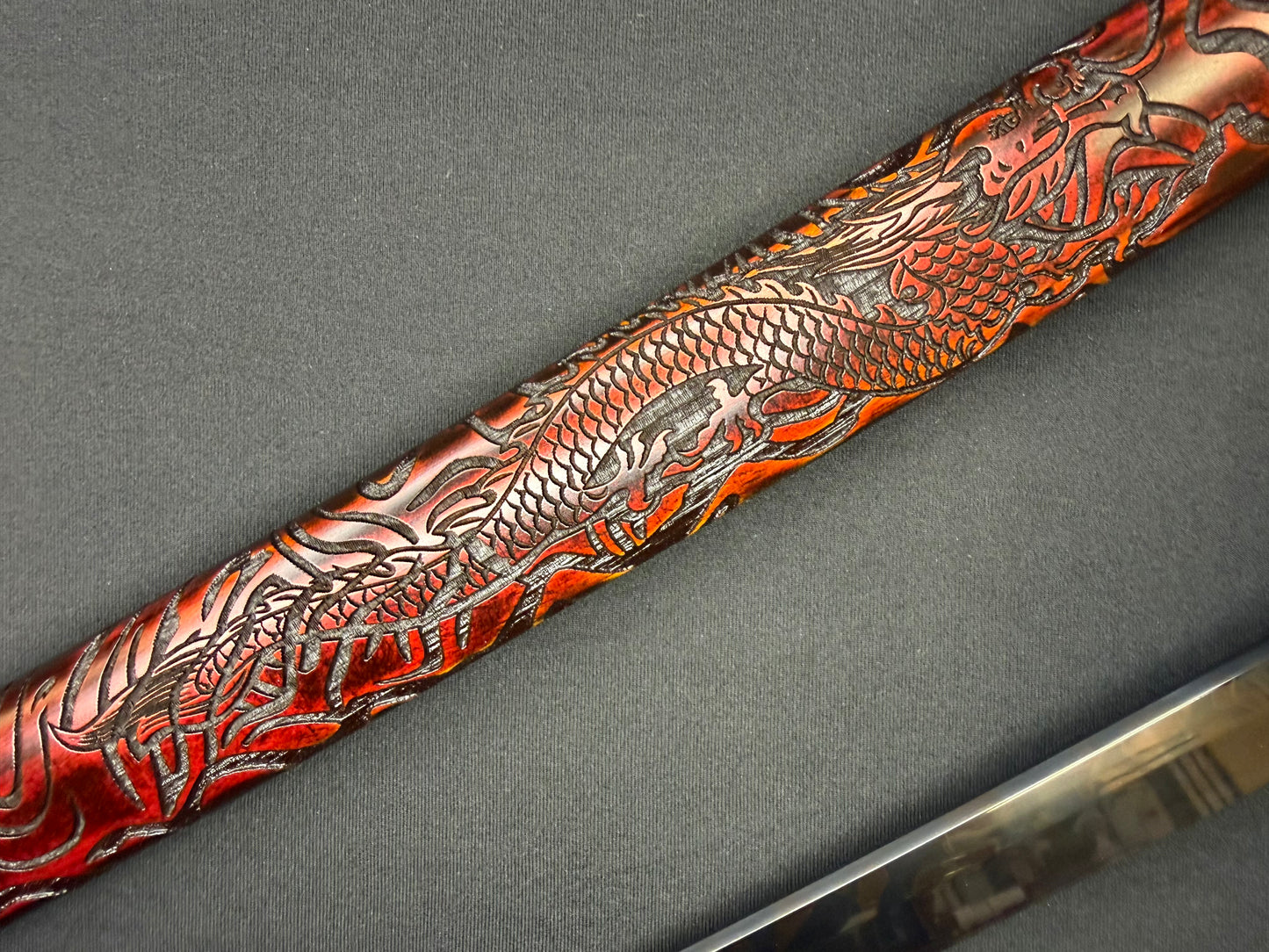Phoenix Armory Katana -  Black Dragonblade T10 Hitatsura Hamon