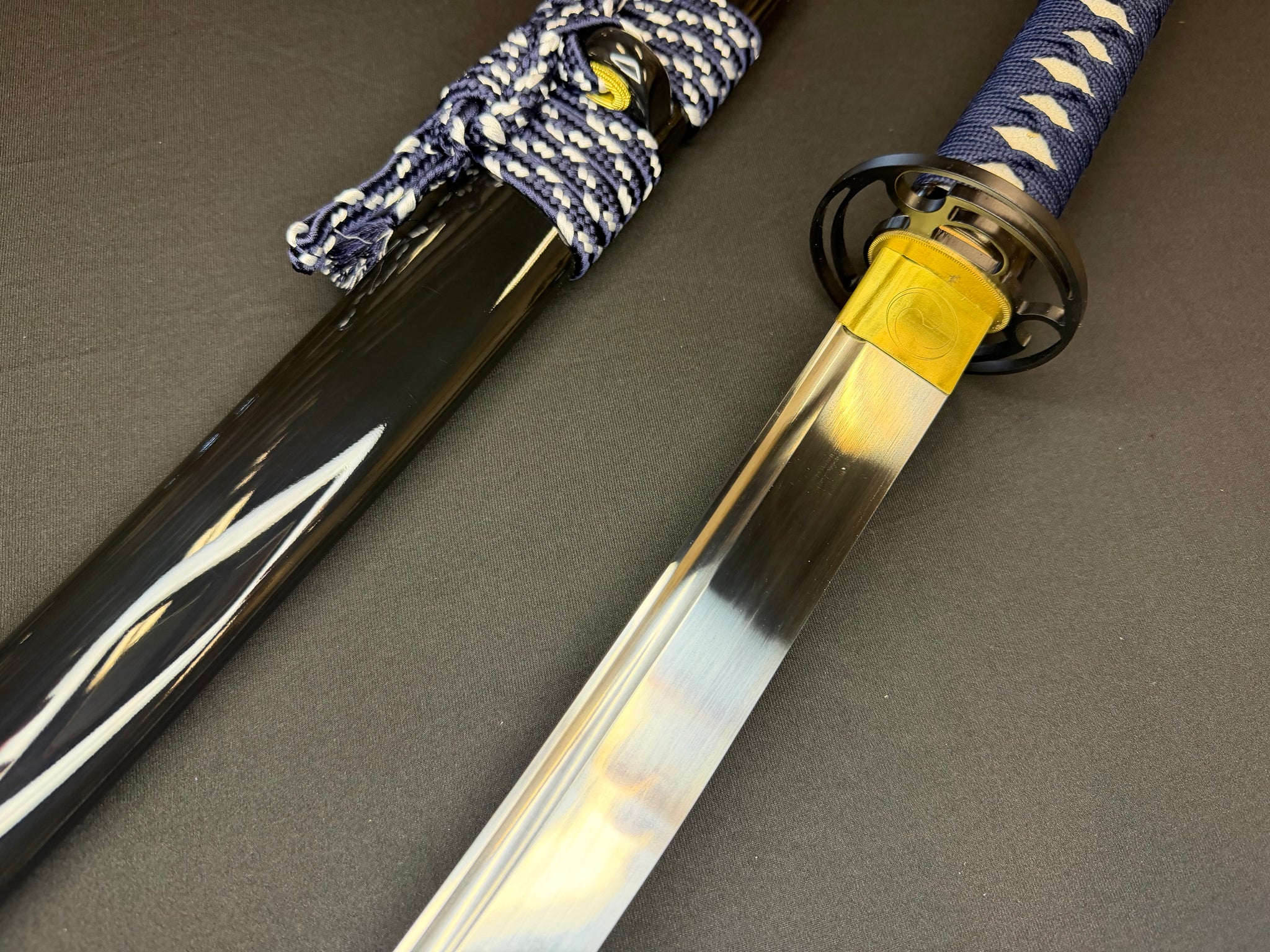 PRE-ORDER Phoenix Armory Samgakdo -  Korean Mat Cutter - Blue Mitsudomoe 65Mn Spring Steel Bo-hi